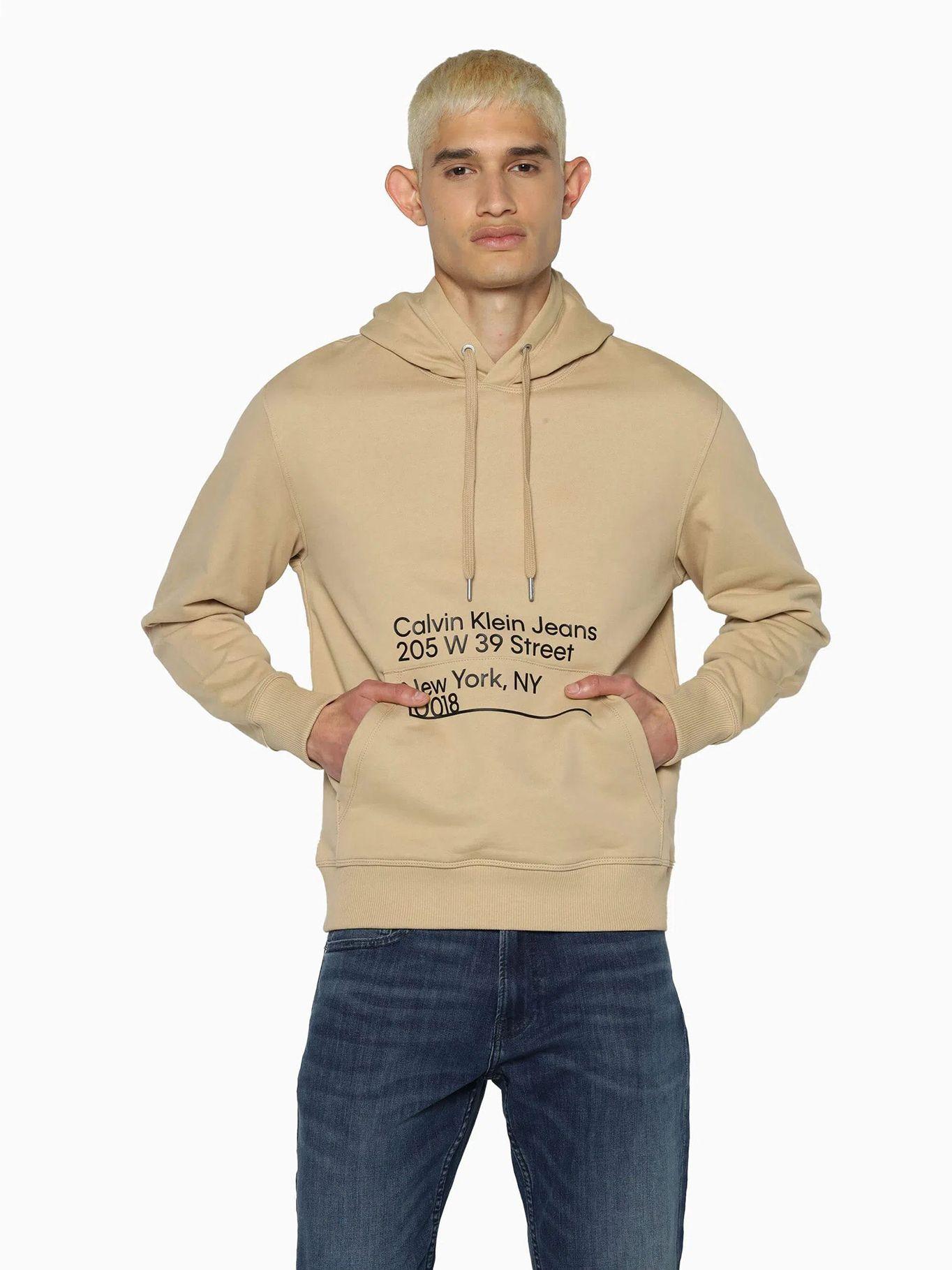 sudadera con cordón y logo estampado Beige Calvin Klein-0