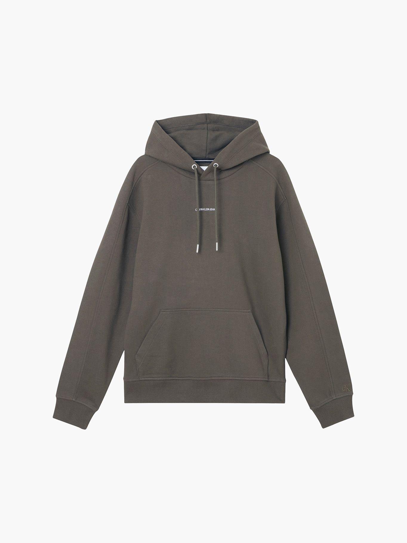Hoodie Micro Branding Verde Olivo Calvin Klein-4