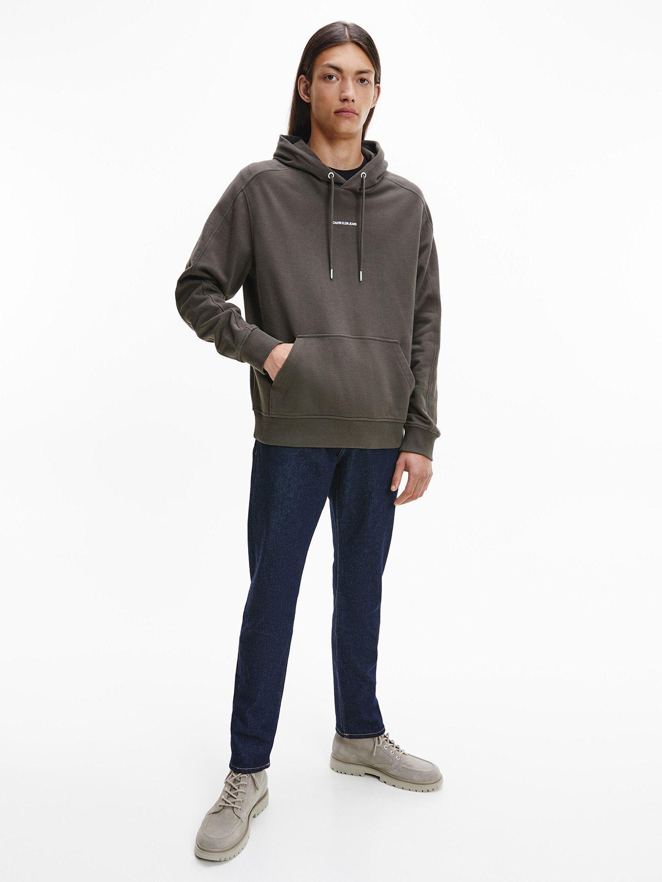 Hoodie Micro Branding Verde Olivo Calvin Klein-1