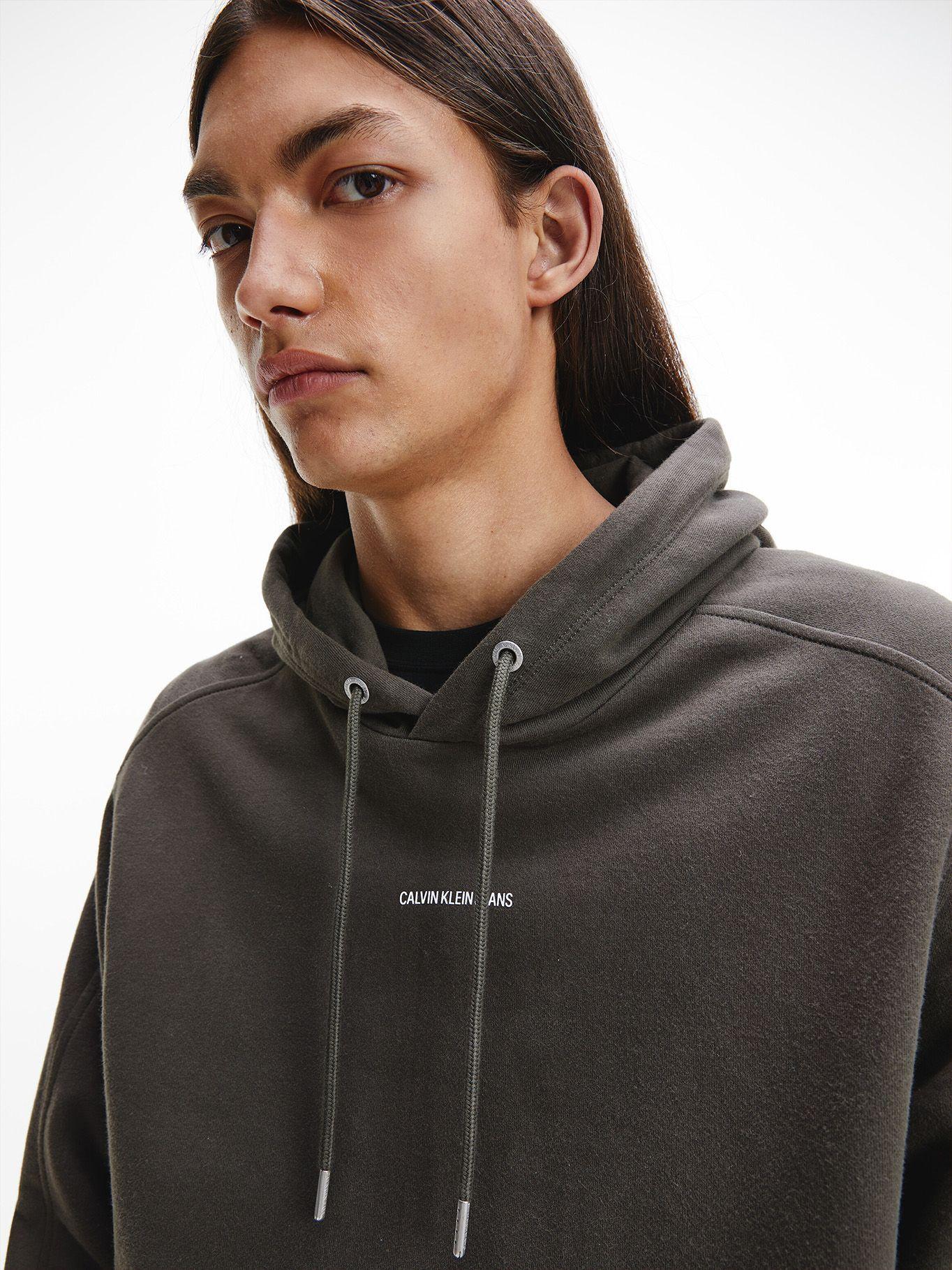 Hoodie Micro Branding Verde Olivo Calvin Klein-3