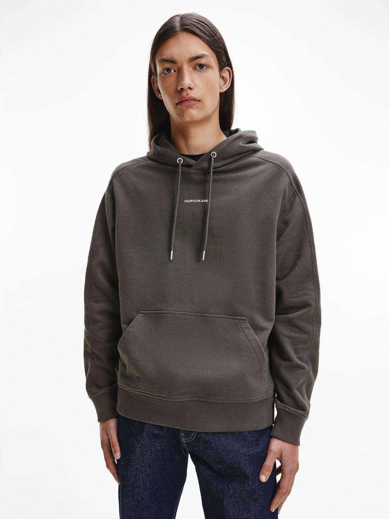 Hoodie Micro Branding Verde Olivo Calvin Klein-0