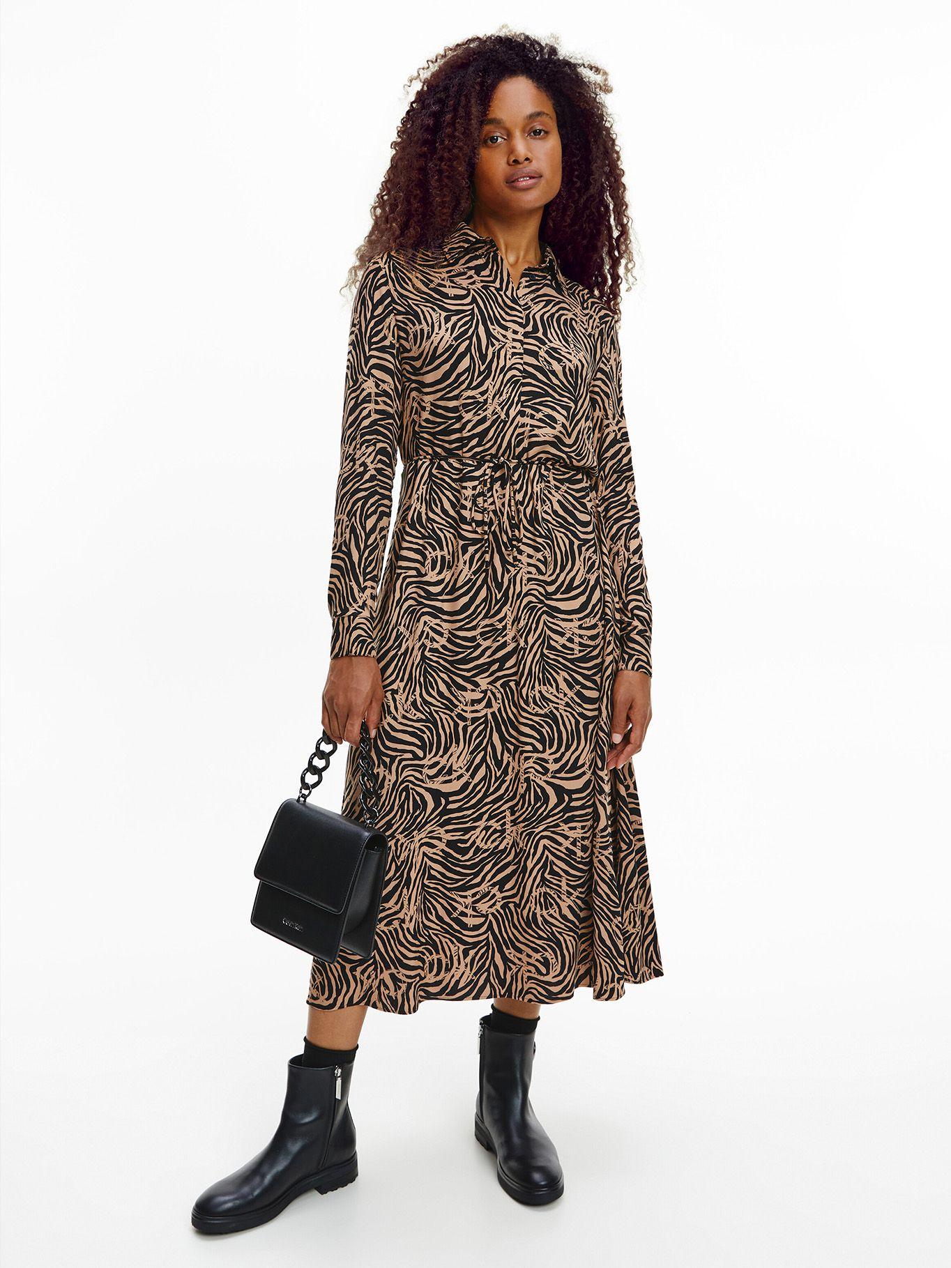 Vestido Viscose Midi Beige Calvin Klein-0