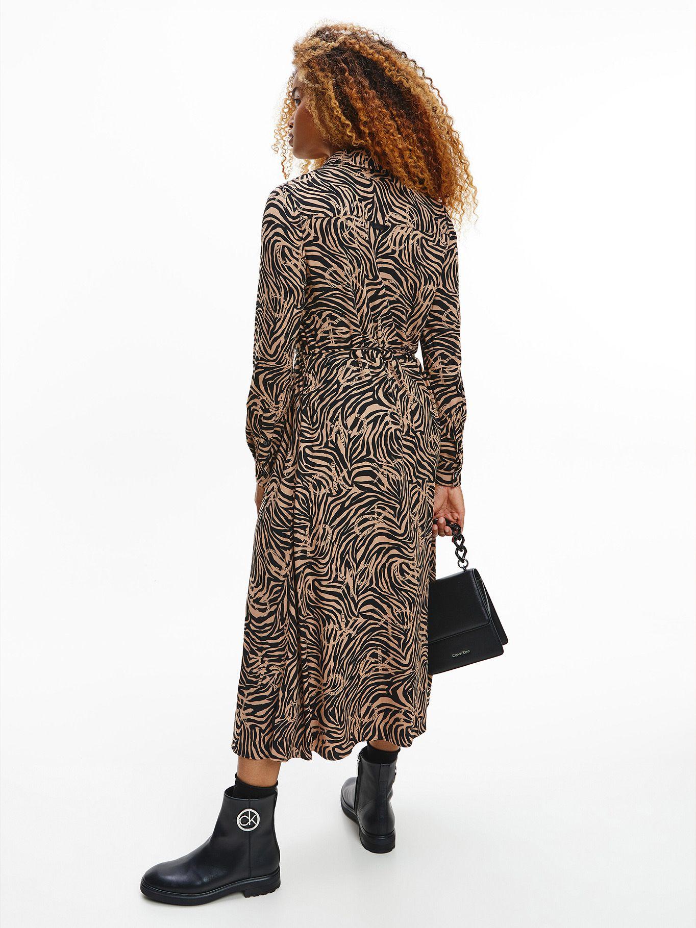 Vestido Viscose Midi Beige Calvin Klein-1