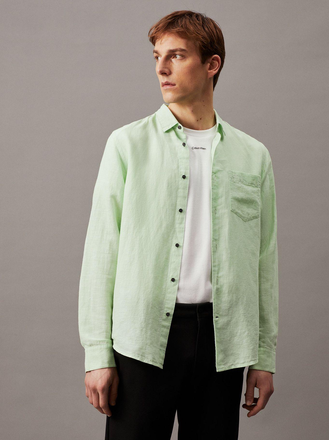 Camisa Linen Cotton Regular Verde Calvin Klein-0