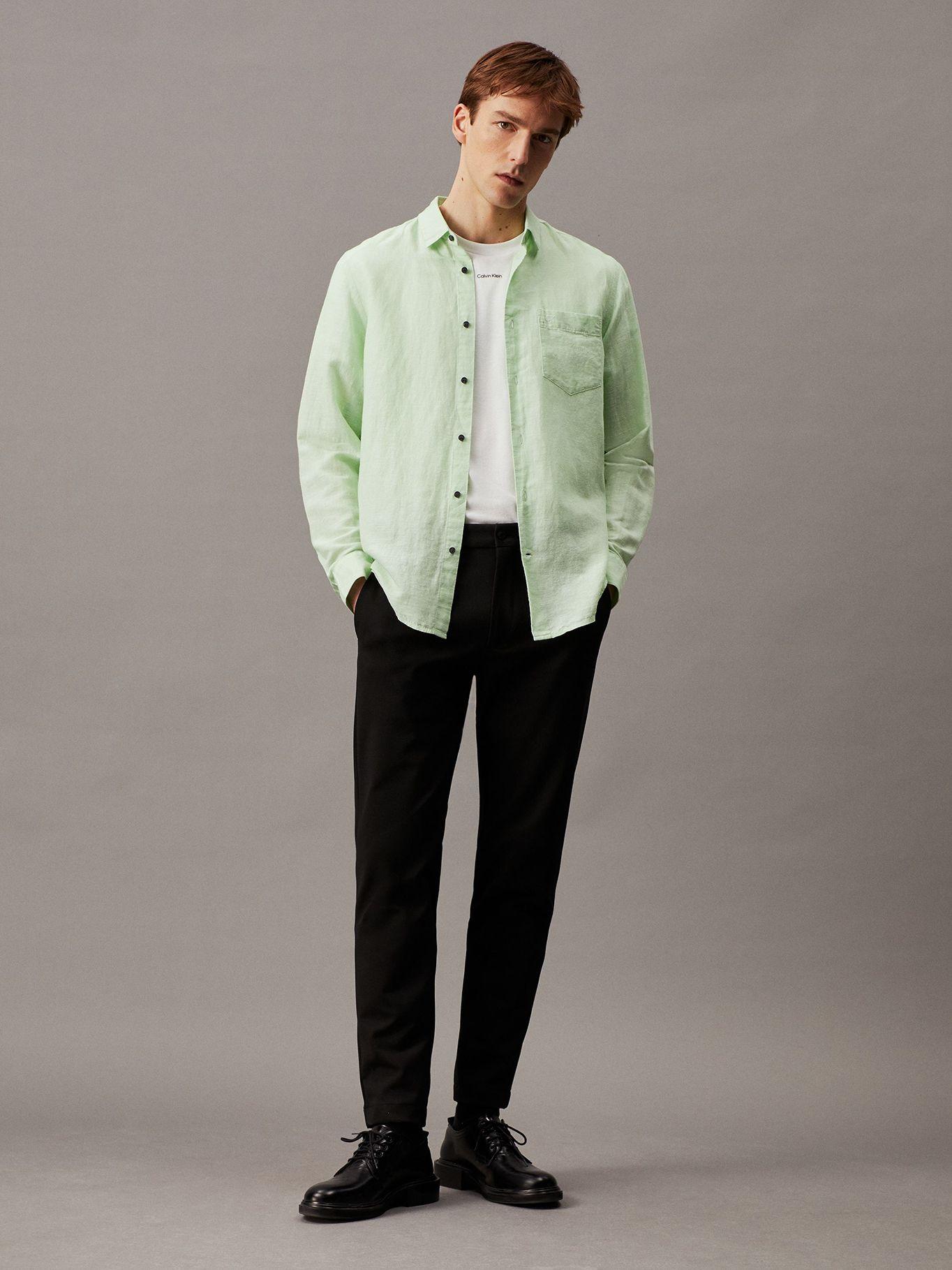 Camisa Linen Cotton Regular Verde Calvin Klein-1