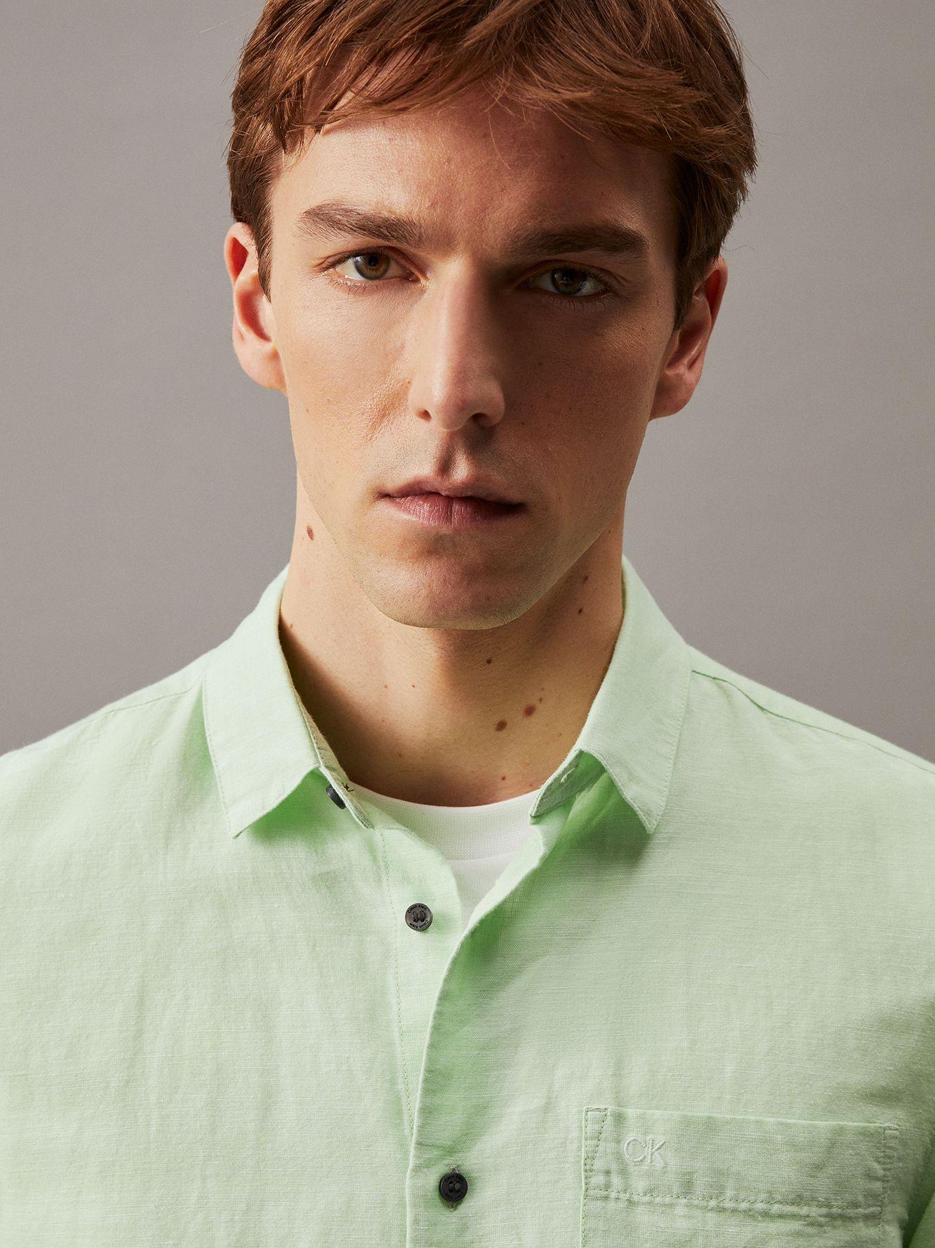 Camisa Linen Cotton Regular Verde Calvin Klein-3