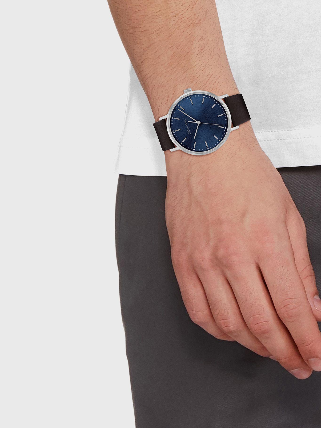 Reloj Dark Brown Leather Café Calvin Klein-3