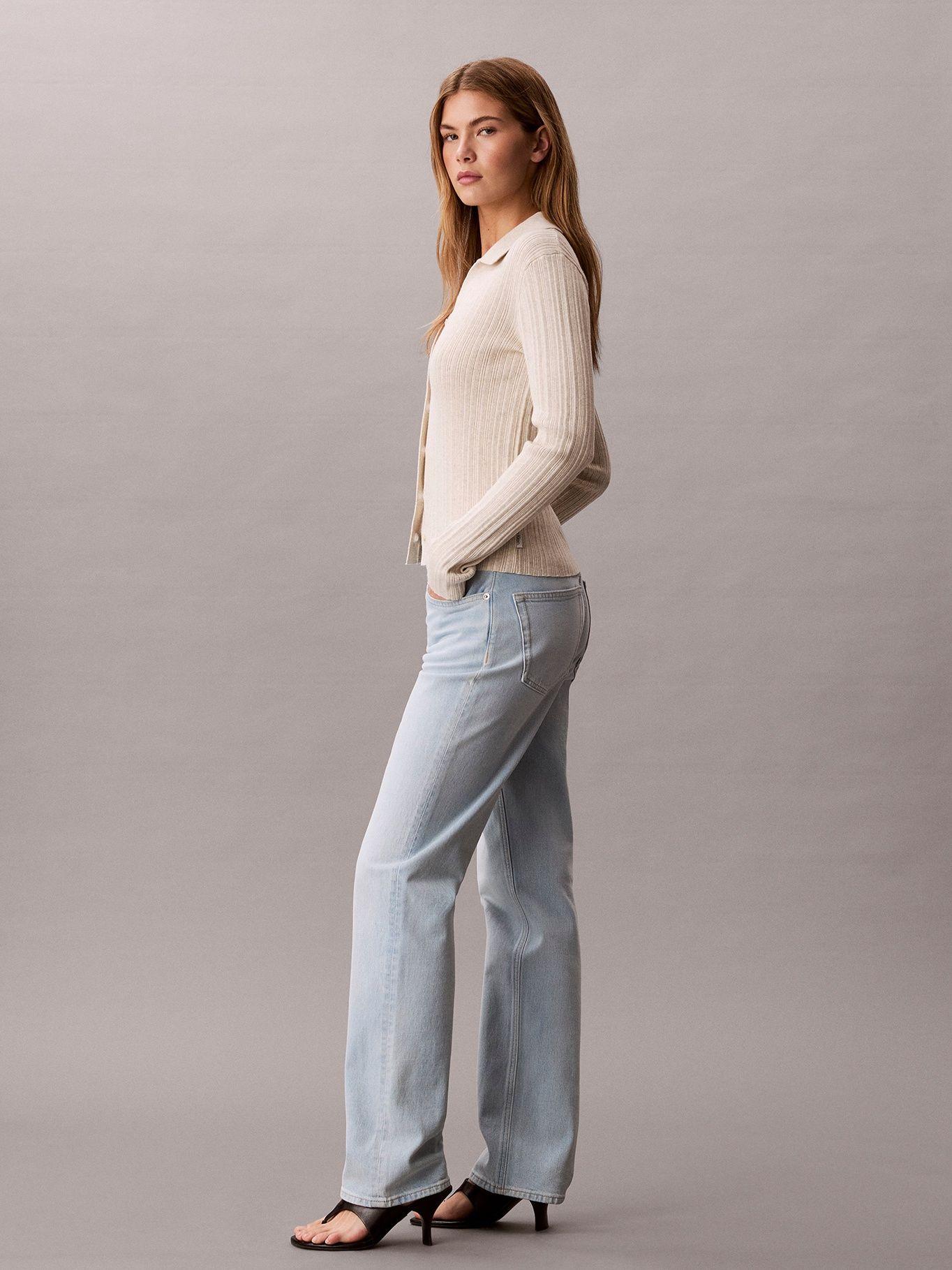 Jeans Recto de Talle Alto Celeste Calvin Klein-3