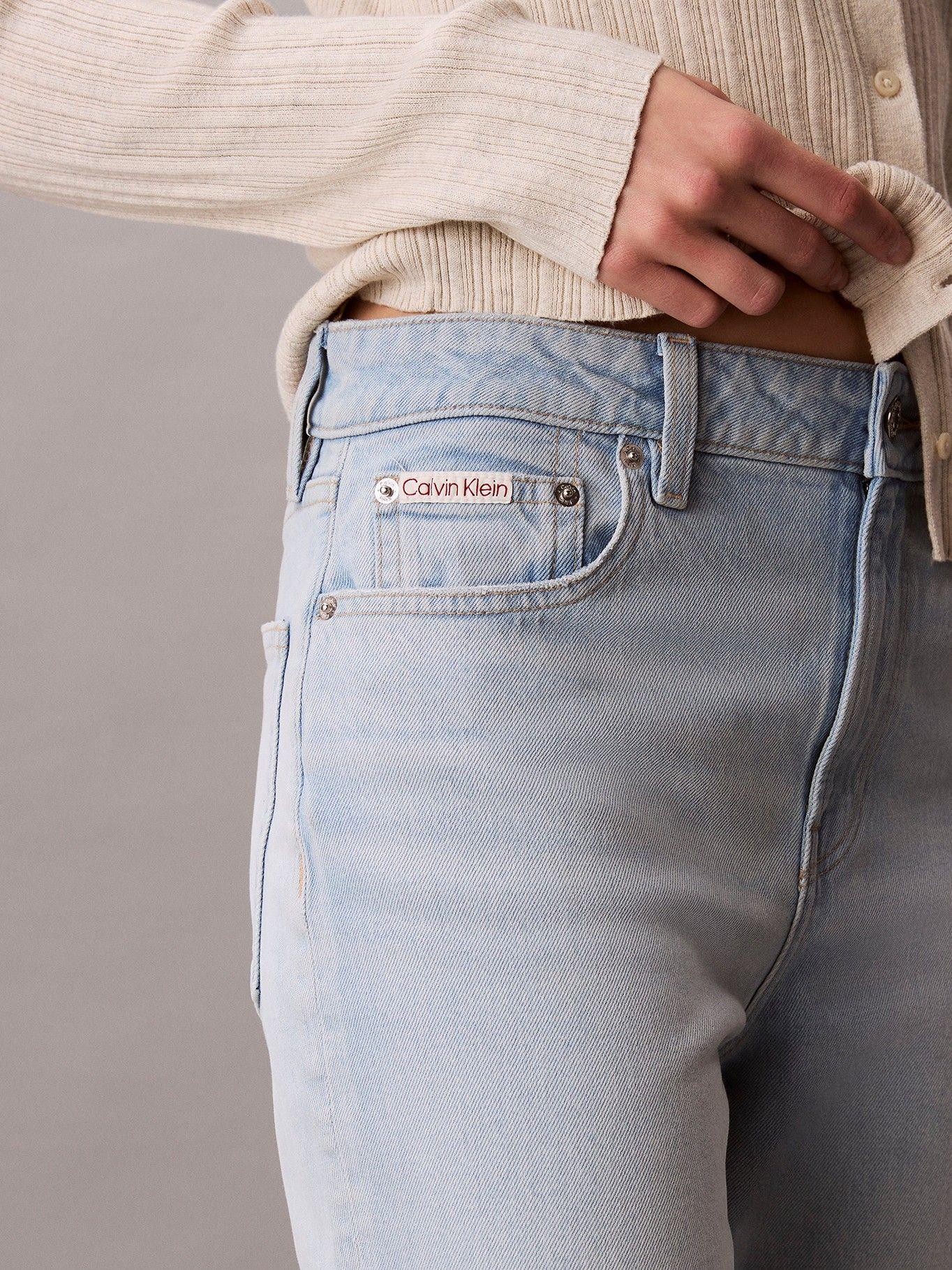 Jeans Recto de Talle Alto Celeste Calvin Klein-4