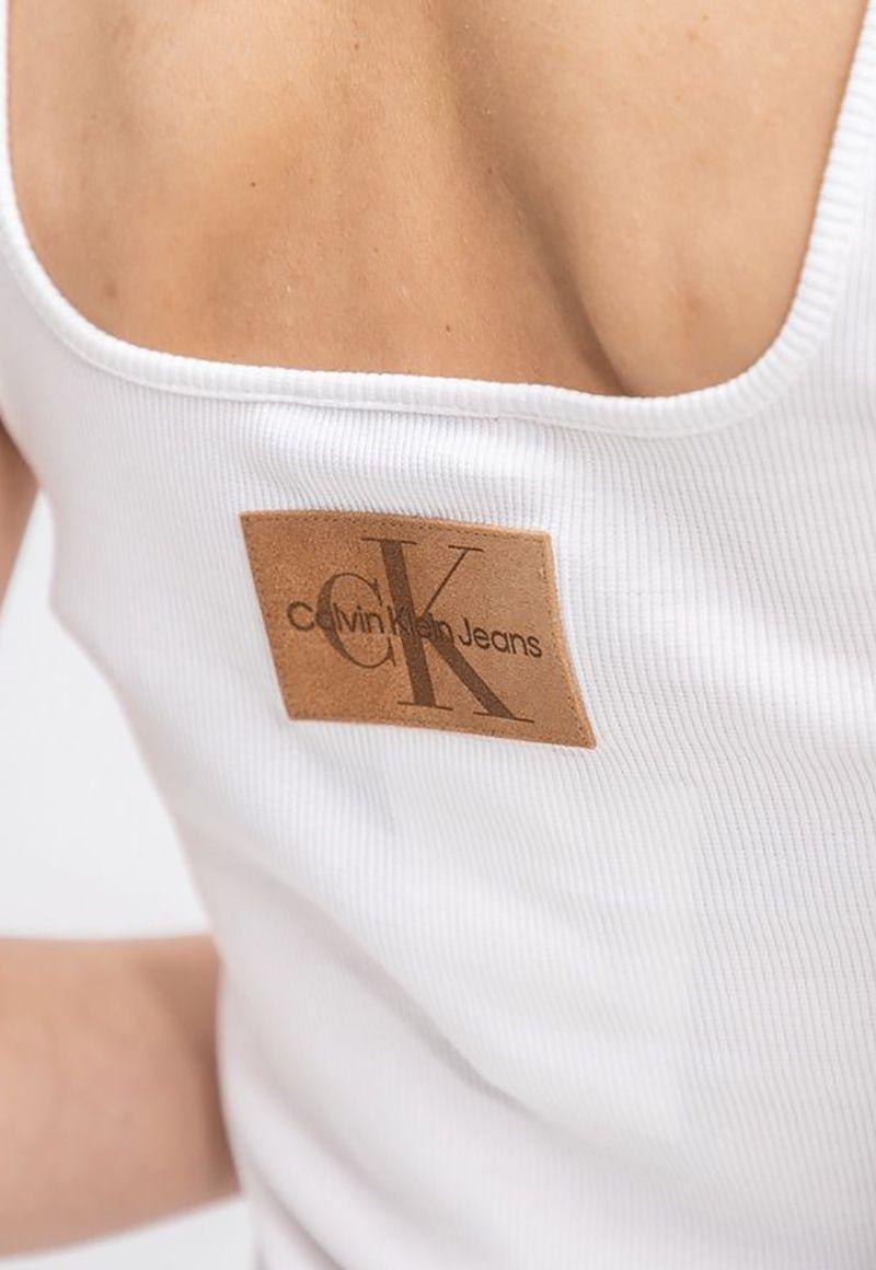 Vestido largo acamalado con parche Blanco Calvin Klein-3