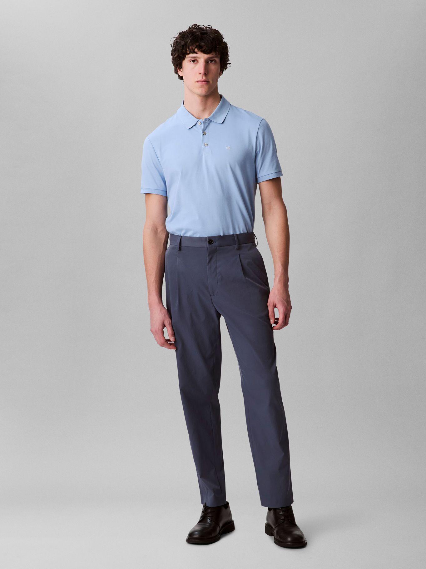 Polo con Monograma Bordado Celeste Calvin Klein-1