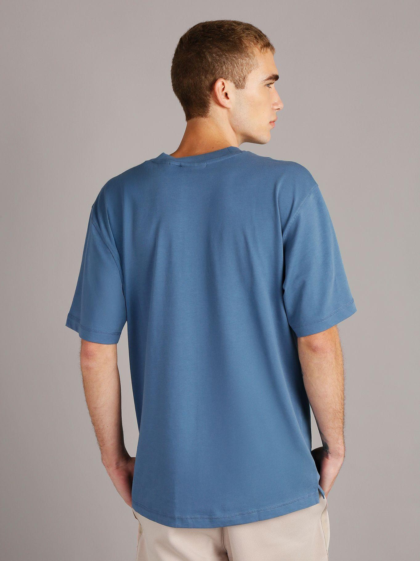 Polera Woven Label Relaxed Azul Calvin Klein-3