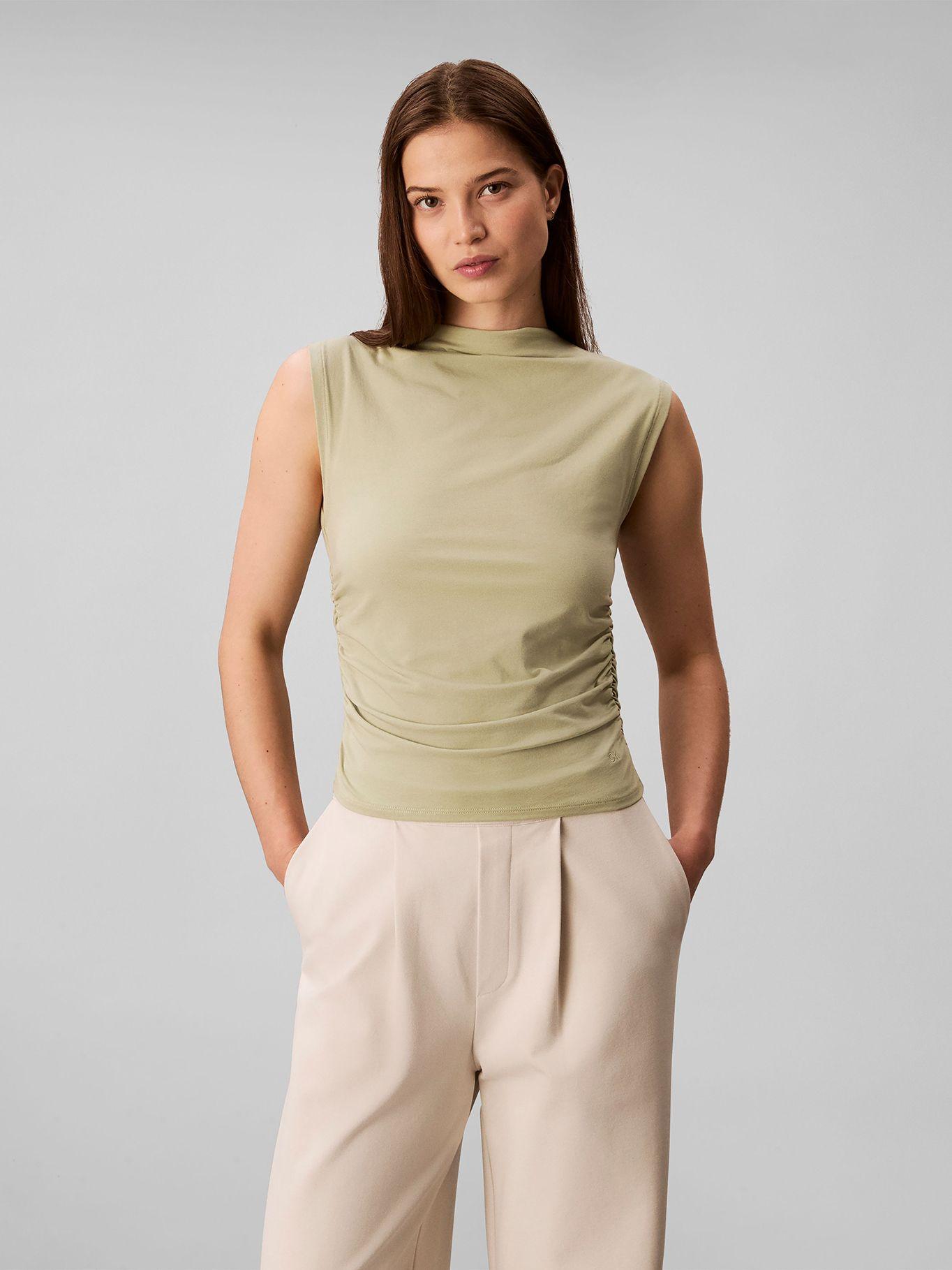 Blusa sin Mangas con Cuello Alto Verde Calvin Klein-0