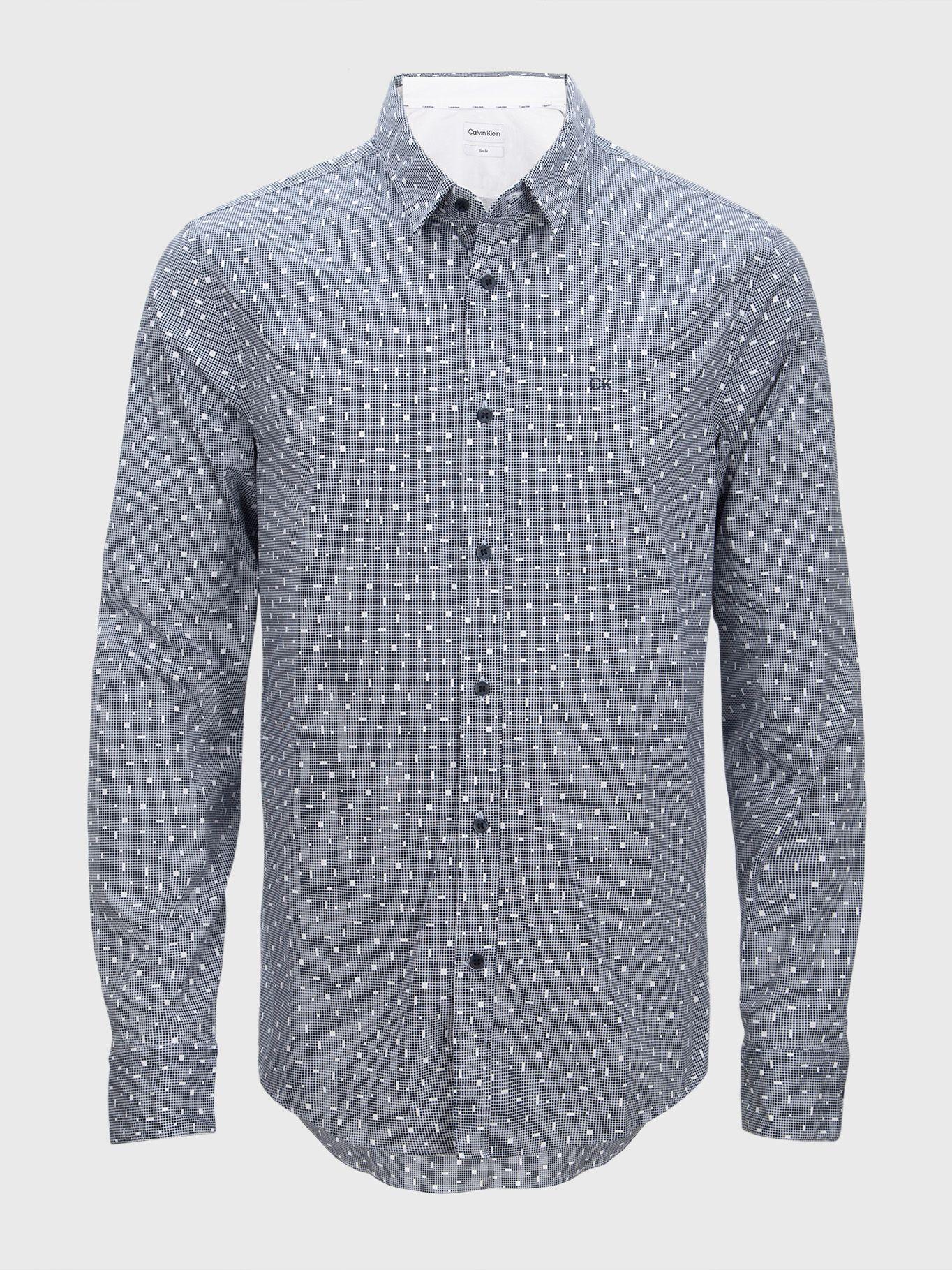 Camisa Micro Print Gris Calvin Klein-0