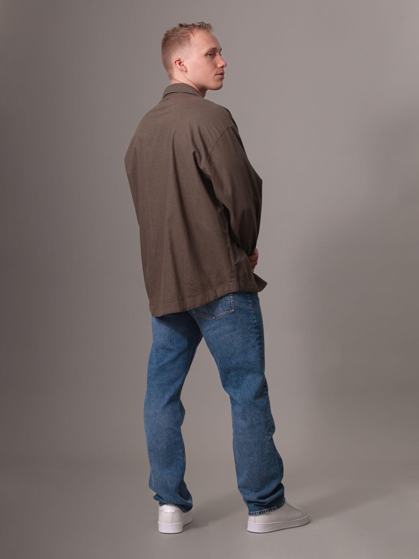 Camisa de lino mangas largas Café Calvin Klein-2