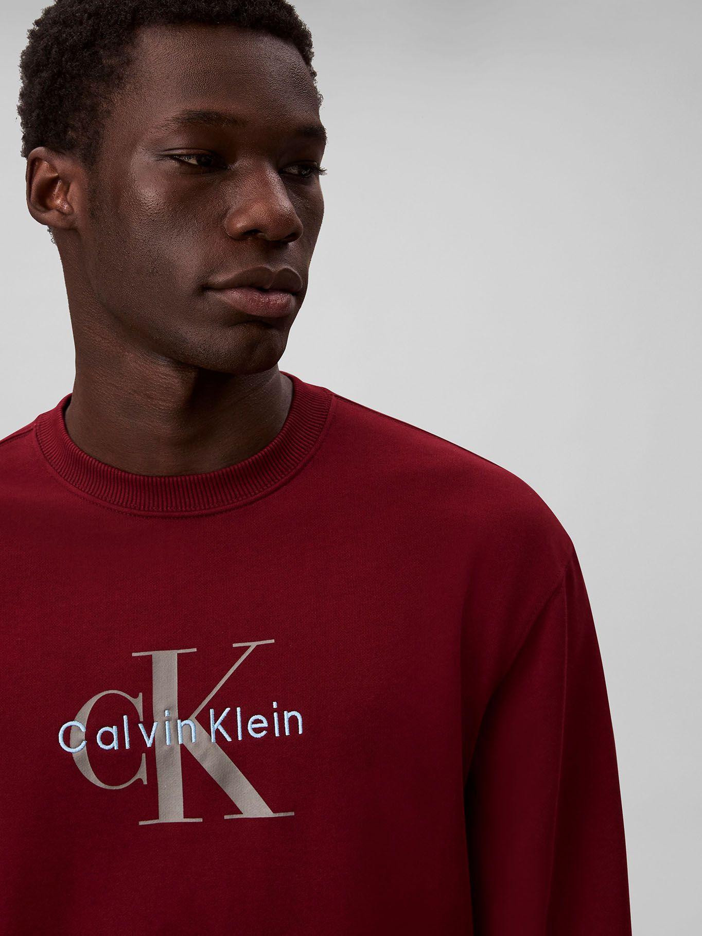 Polerón Felpa y Monograma Estampado Burdeo Calvin Klein-4
