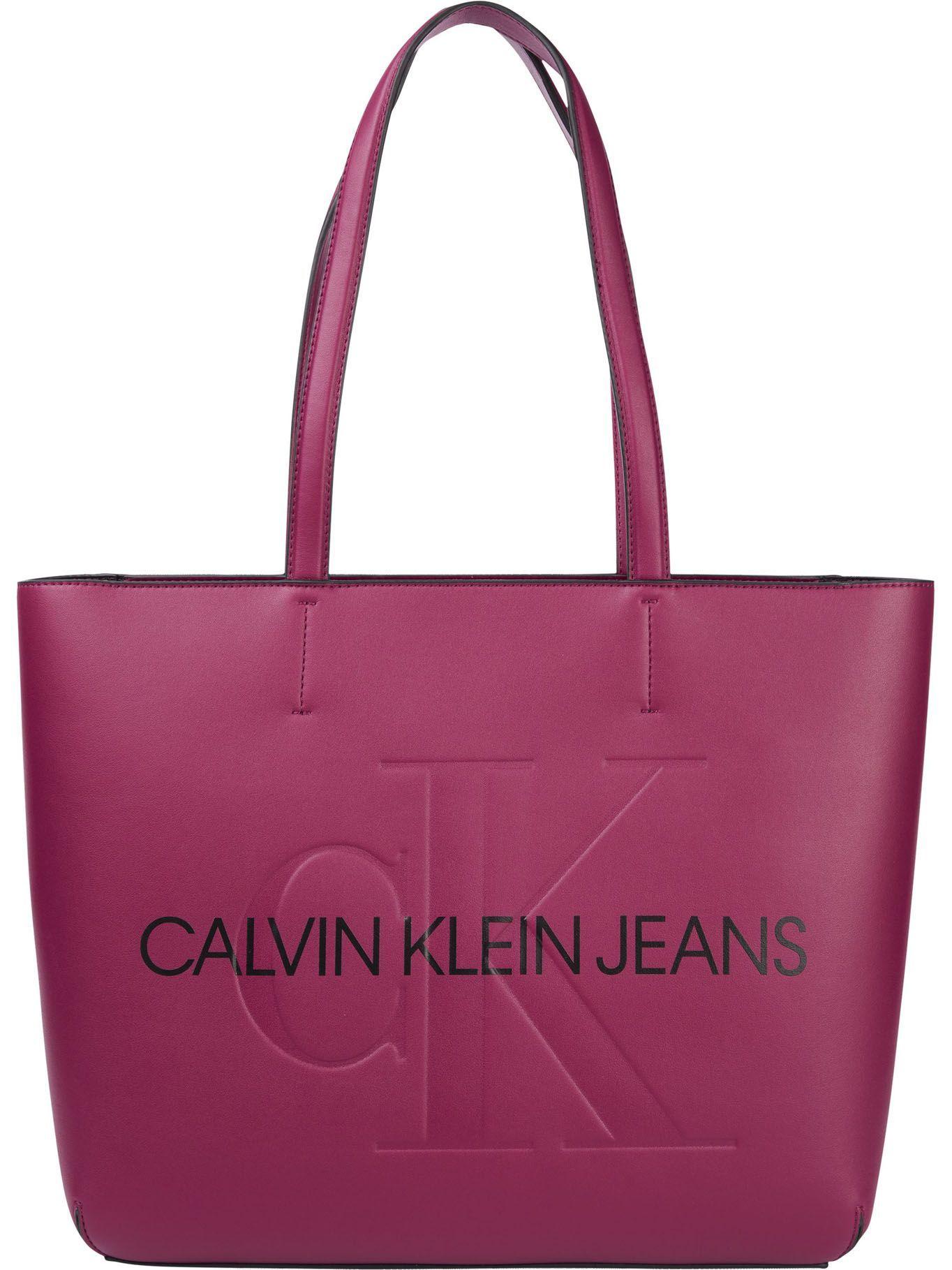 Cartera Shopper Sculpted Monogram Fucsia Calvin Klein Mujer-0
