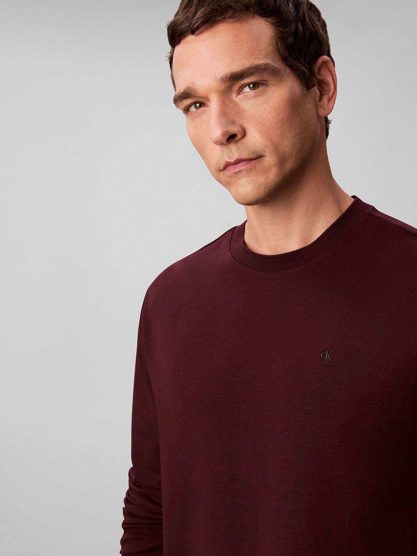 Polera Premium de Tejido Interlock Burdeo Calvin Klein-4