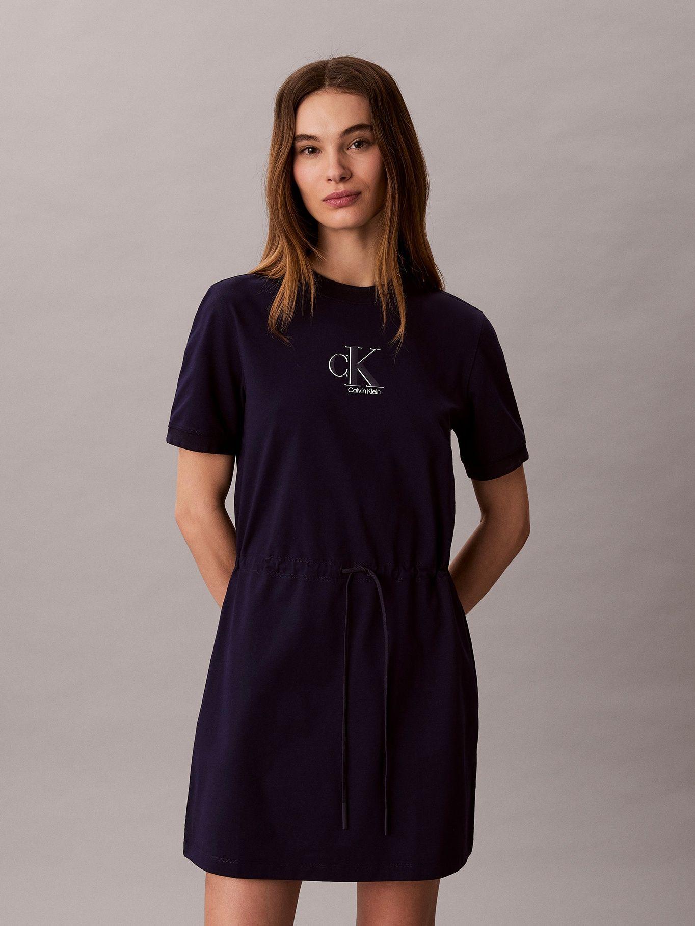Vestido Mini con Lazo en La Cintura Azul Calvin Klein-0