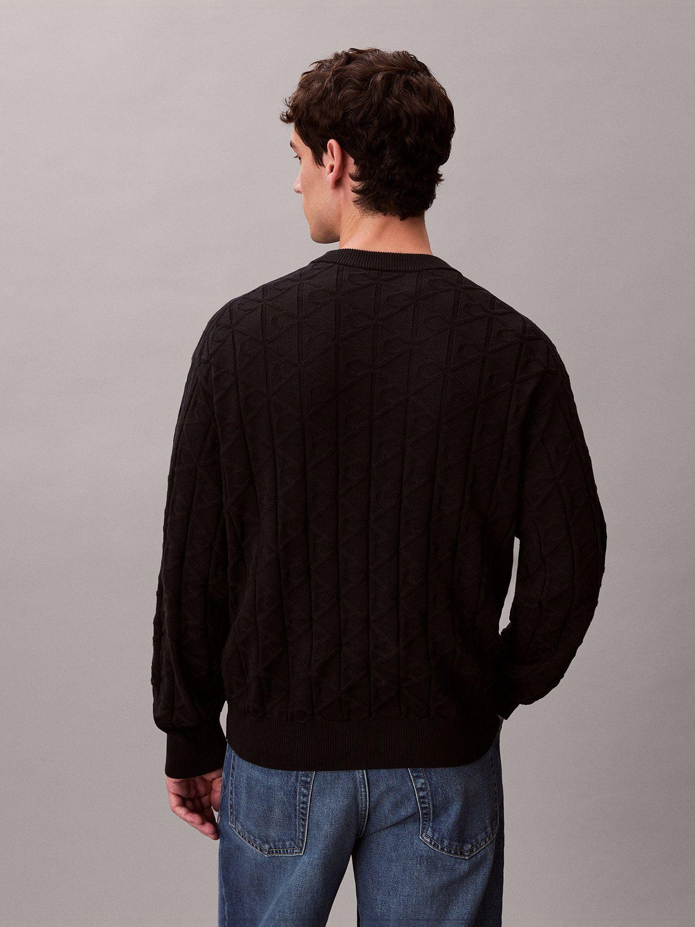 Sweater con Textura Monograma Negro Calvin Klein-2