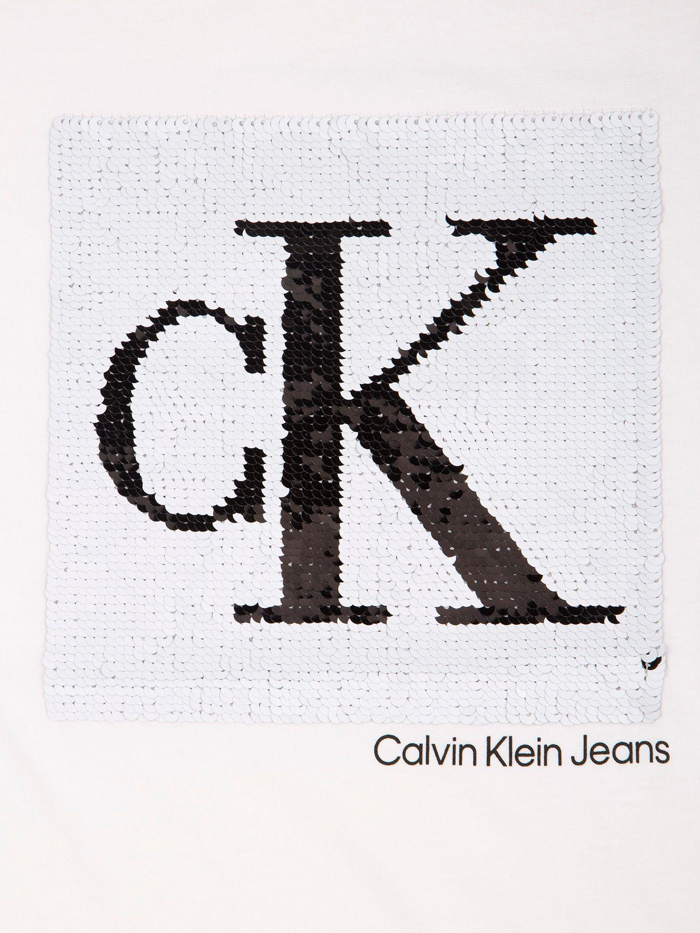 Polera Niña Monogram Sequin Blanco Calvin Klein-2