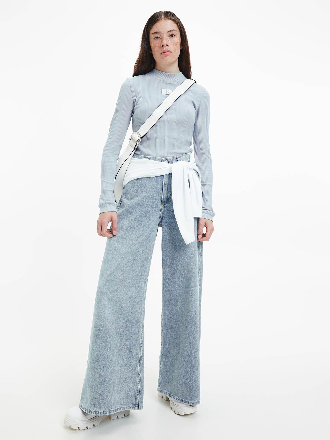 Camiseta manga larga con cuello alzado Celeste Calvin Klein-1