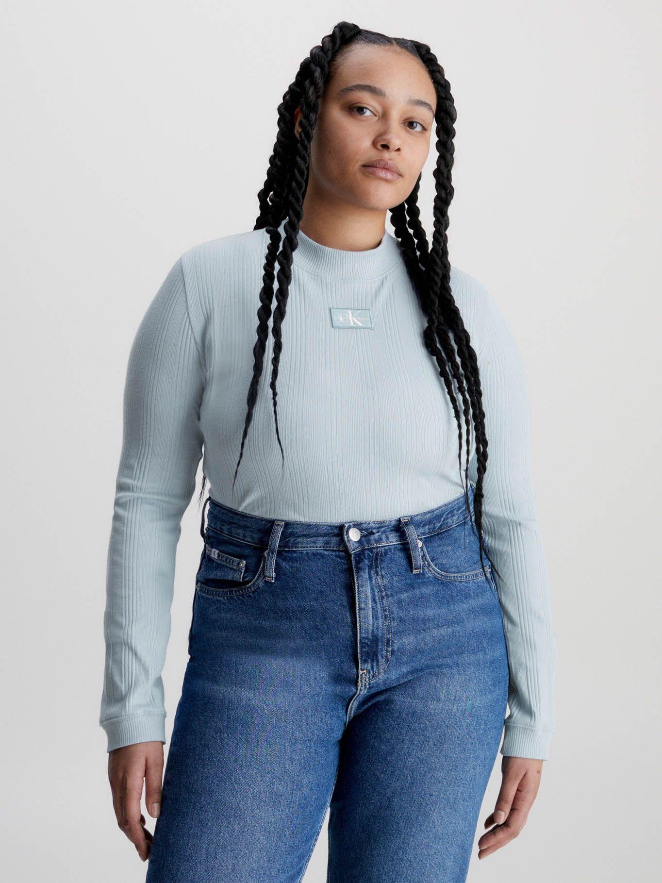 Camiseta manga larga con cuello alzado Celeste Calvin Klein-4