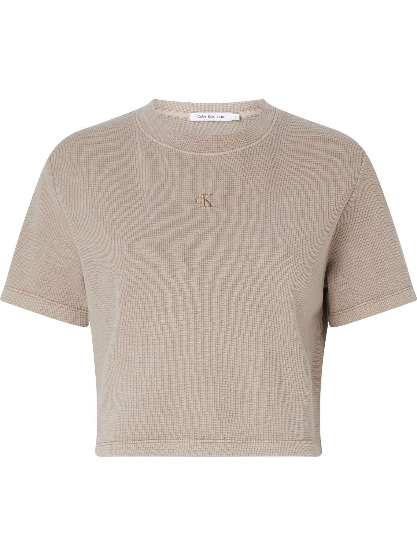 Camiseta corta con logo Café claro Calvin Klein-4