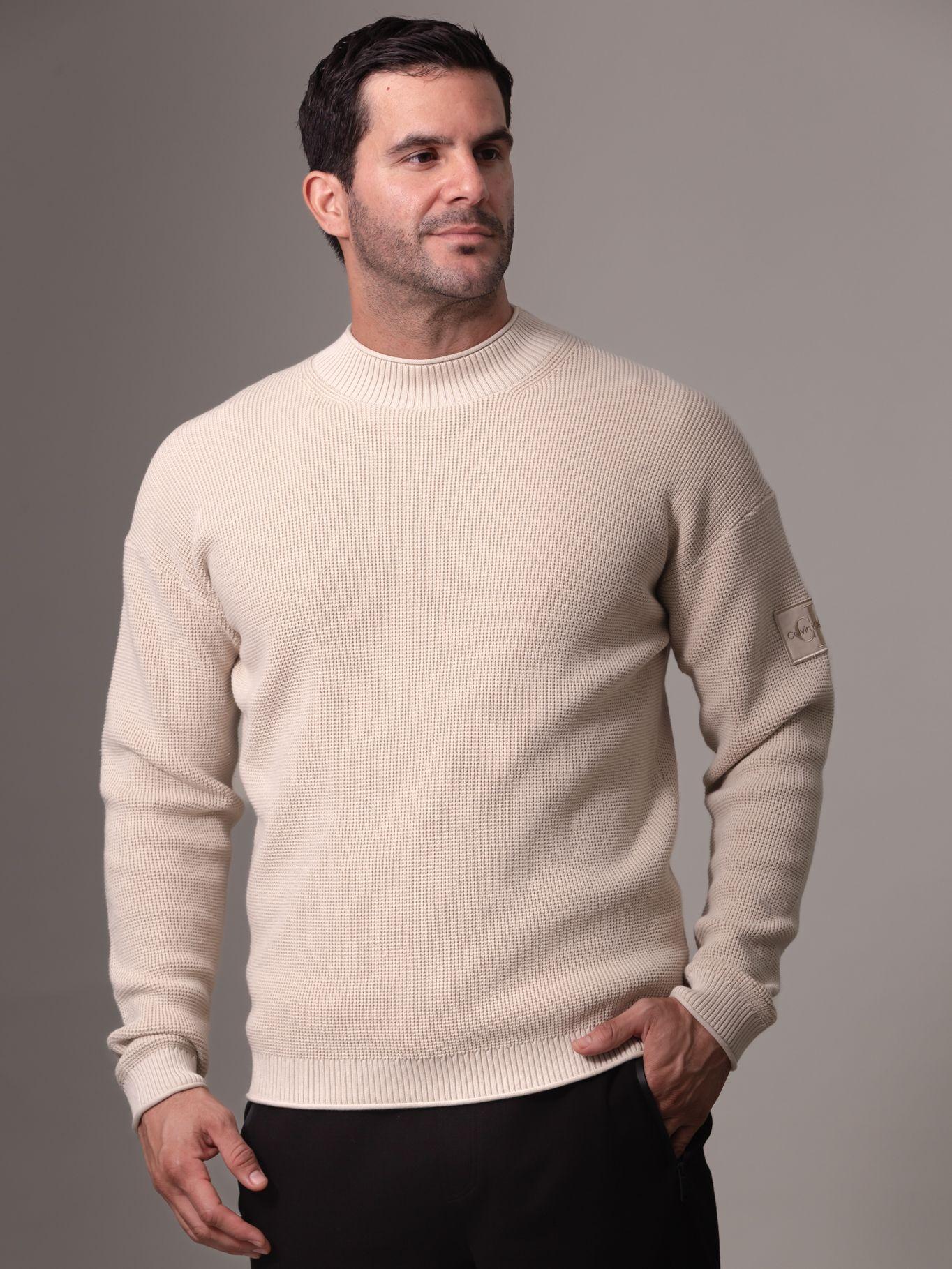 Sweater Badge Relaxed Sweater Beige Calvin Klein-0