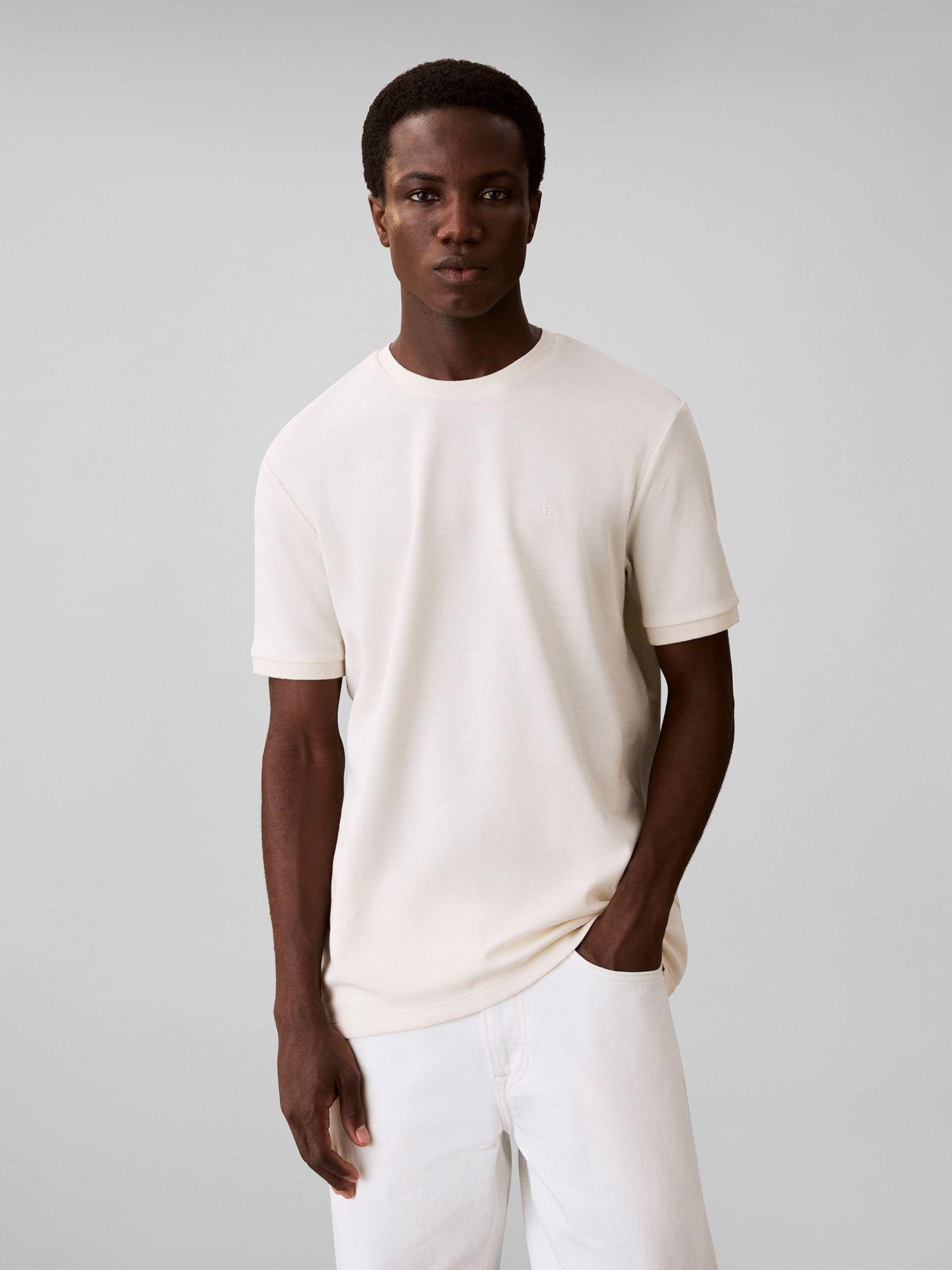 Polera de Rayas Sutiles Crema Calvin Klein-0