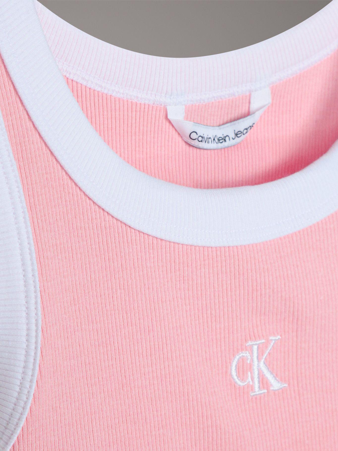 Polera Detalles Contraste Acanalada Rosado Calvin Klein-3