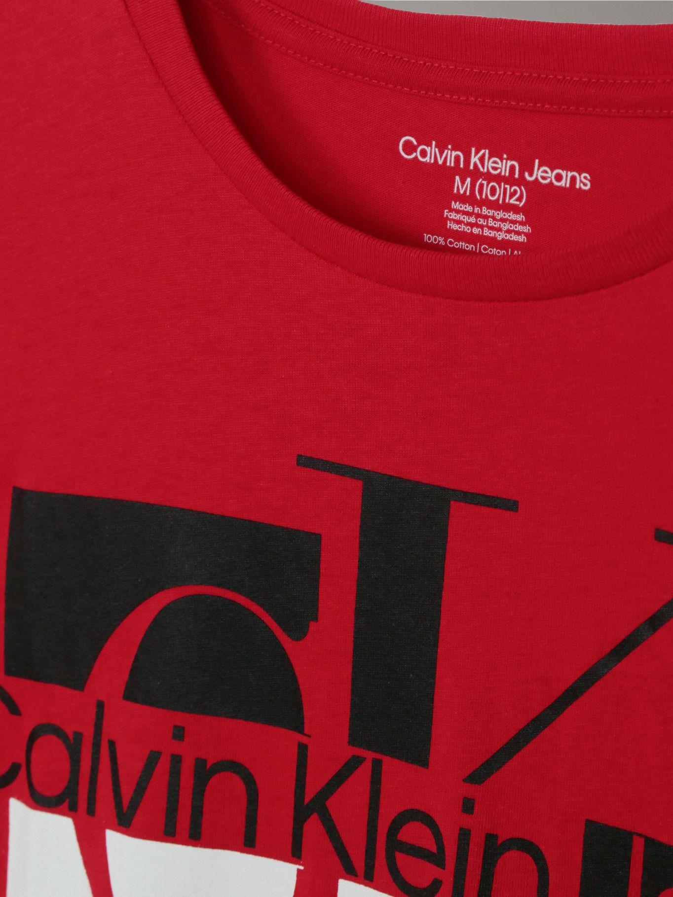 Polera Niño Manga Corta Con Monograma Rojo Calvin Klein-3