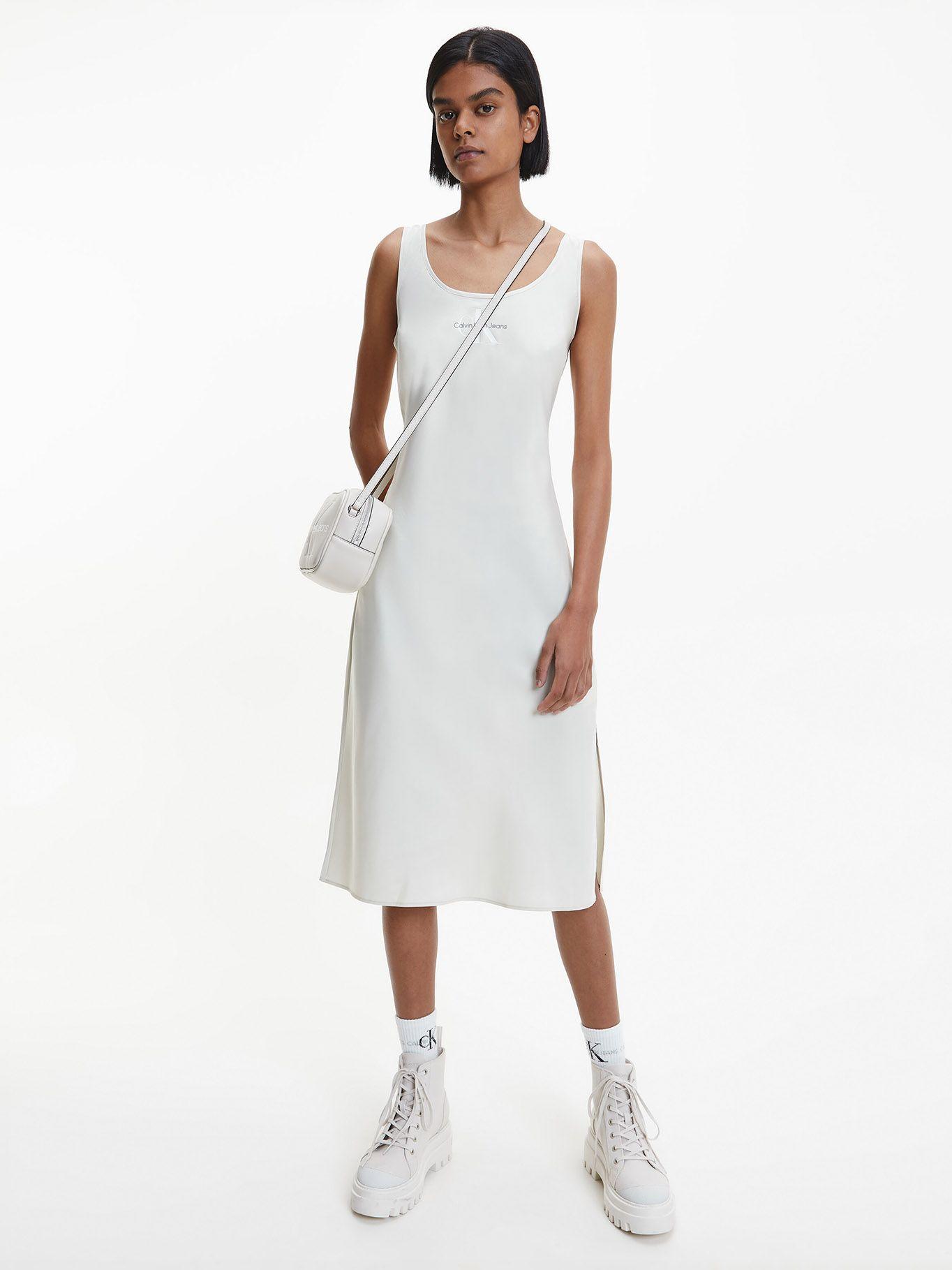 Vestido Monogram Satin Crema Calvin Klein-0