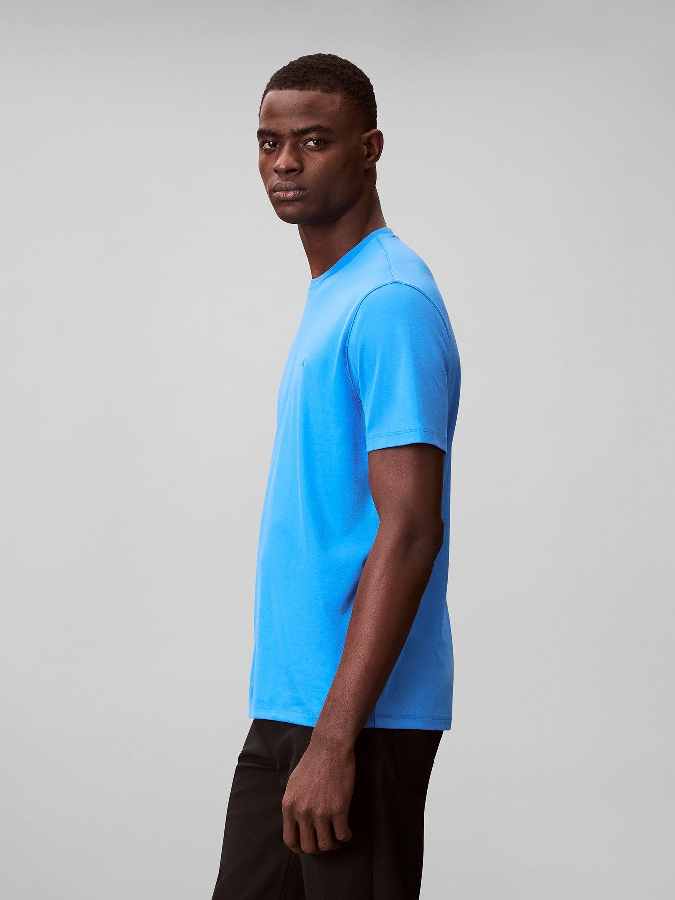 Polera Algodón Supima Logo Bordado Azul Calvin Klein-3