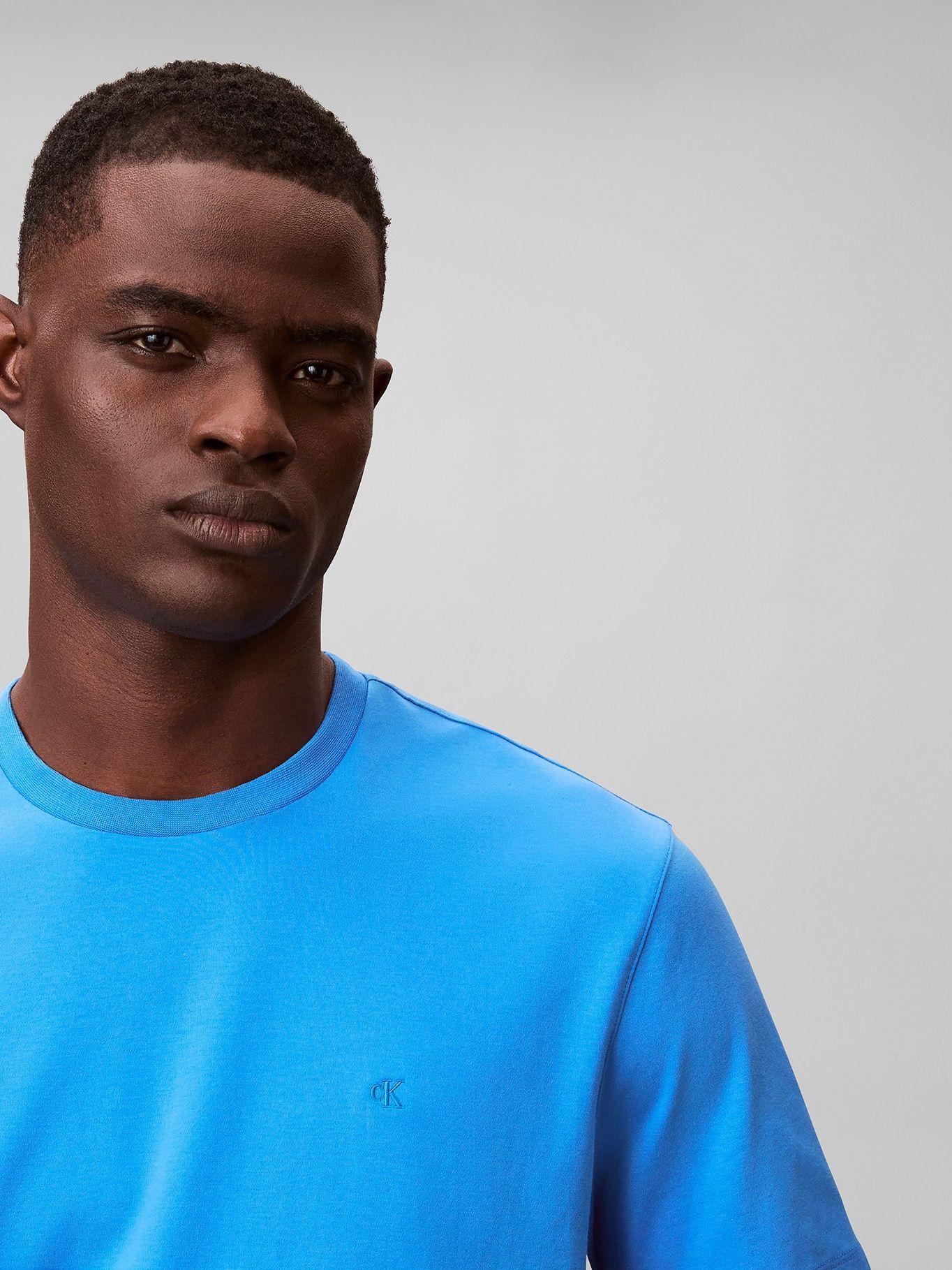 Polera Algodón Supima Logo Bordado Azul Calvin Klein-4