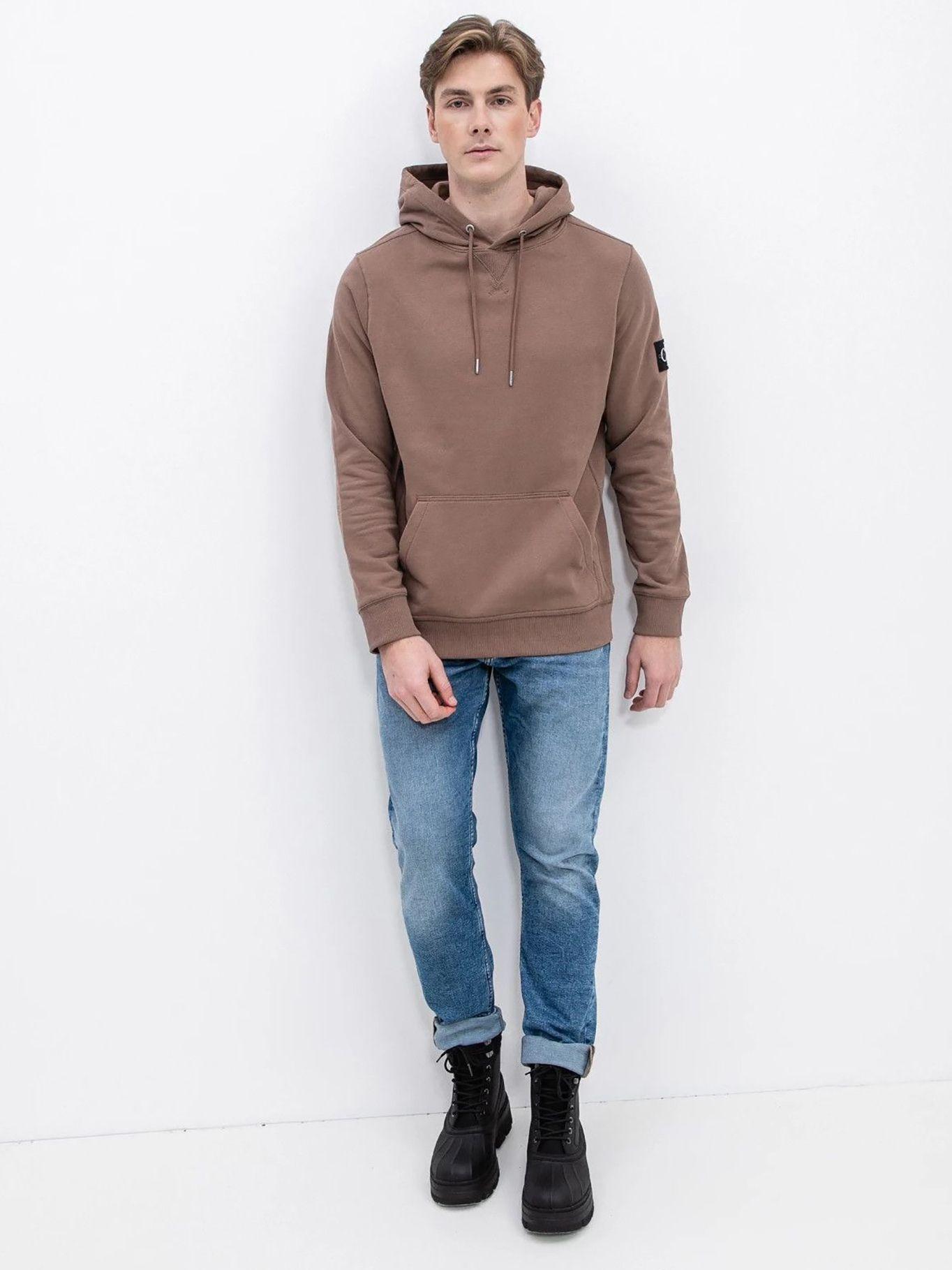 Sudadera de algodón orgánico con capucha Café Calvin Klein-1