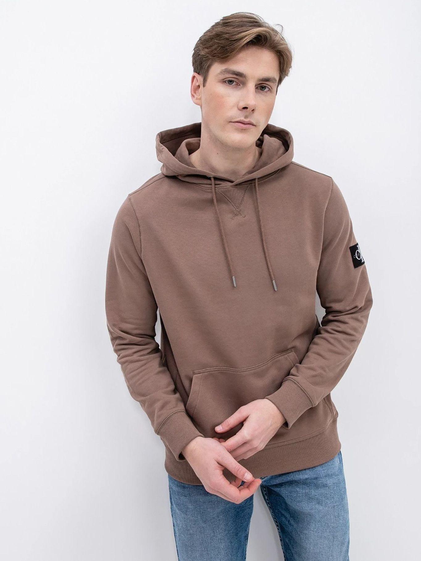Sudadera de algodón orgánico con capucha Café Calvin Klein-0