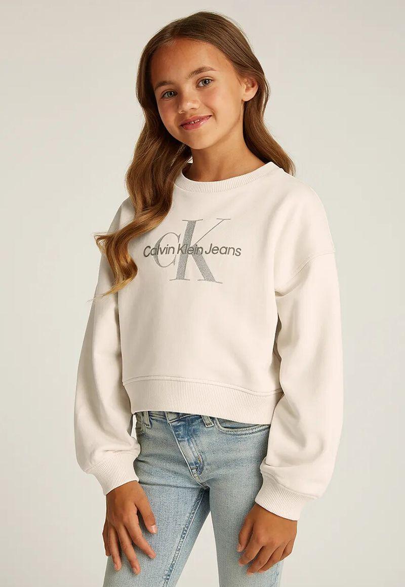 Polerón detalles brillante para niña Beige Calvin Klein-0