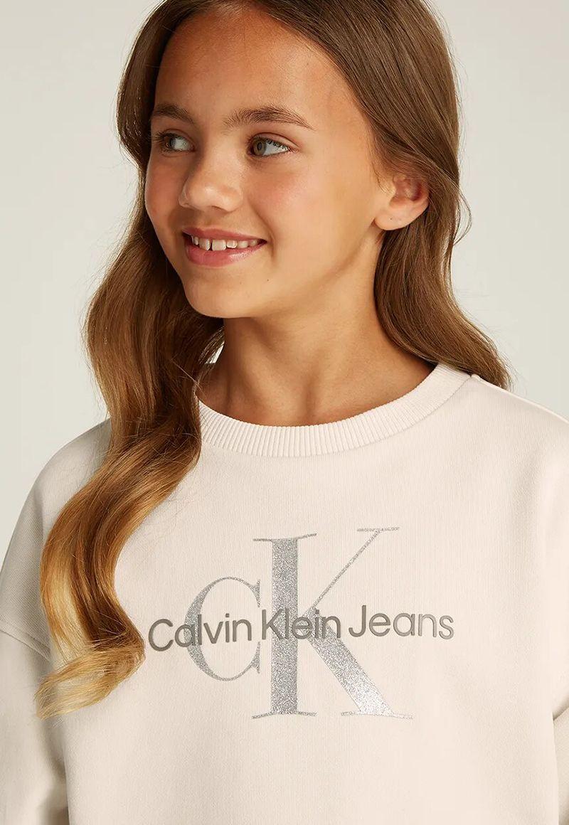 Polerón detalles brillante para niña Beige Calvin Klein-2