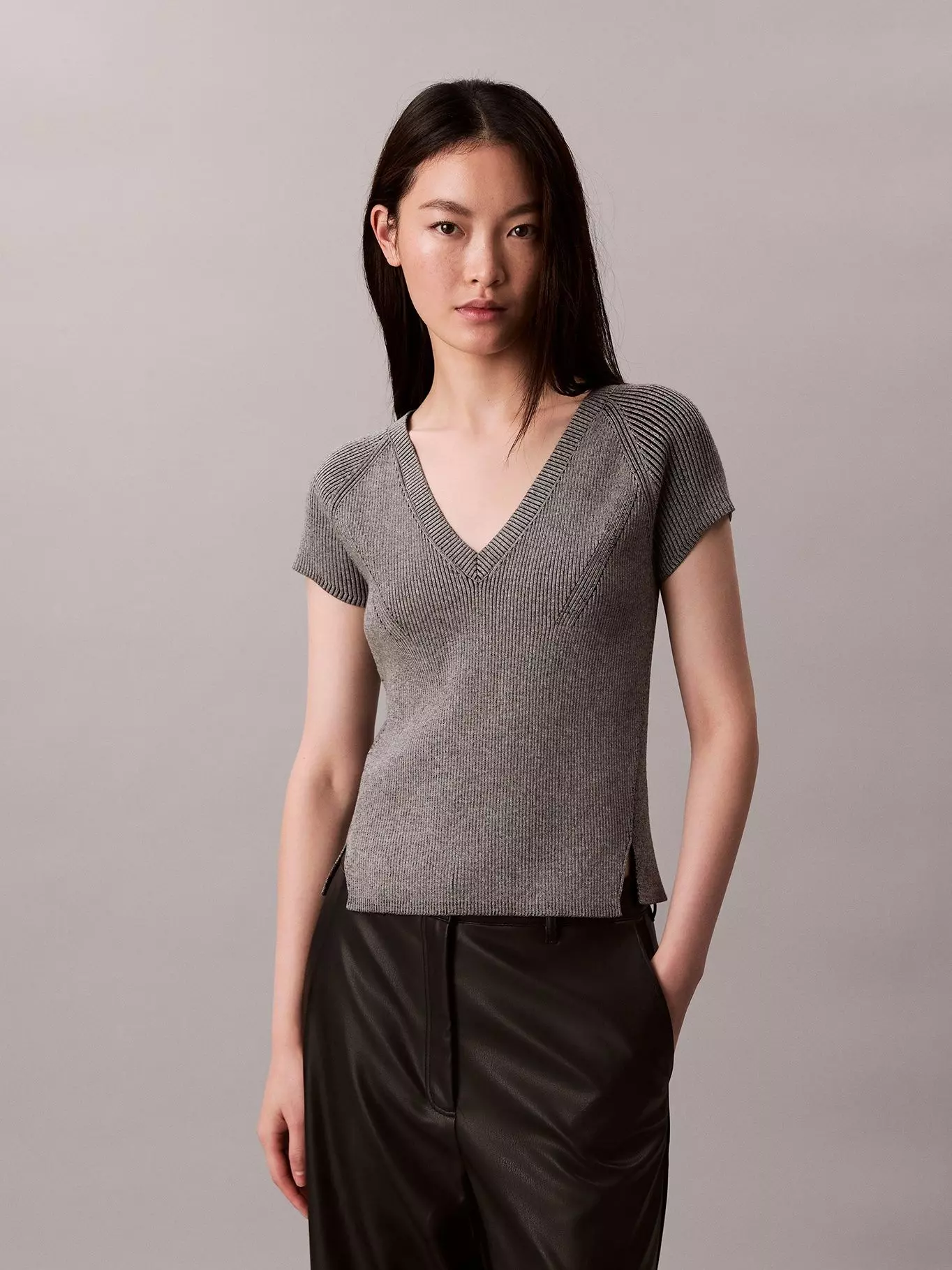 Sweater Sin Mangas Jaspeado Gris Calvin Klein-0