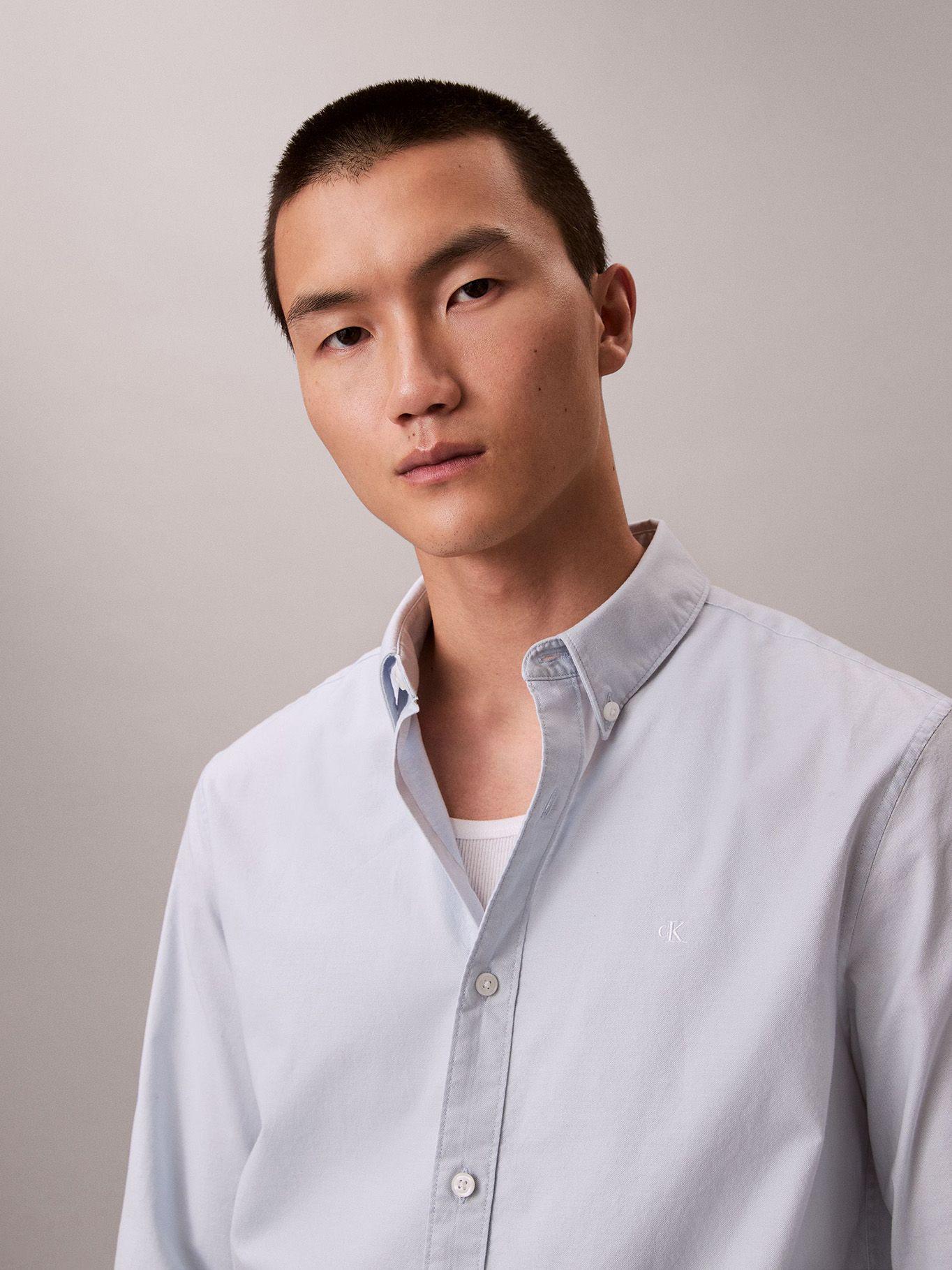 Camisa Oxford Clásica Celeste Calvin Klein-5