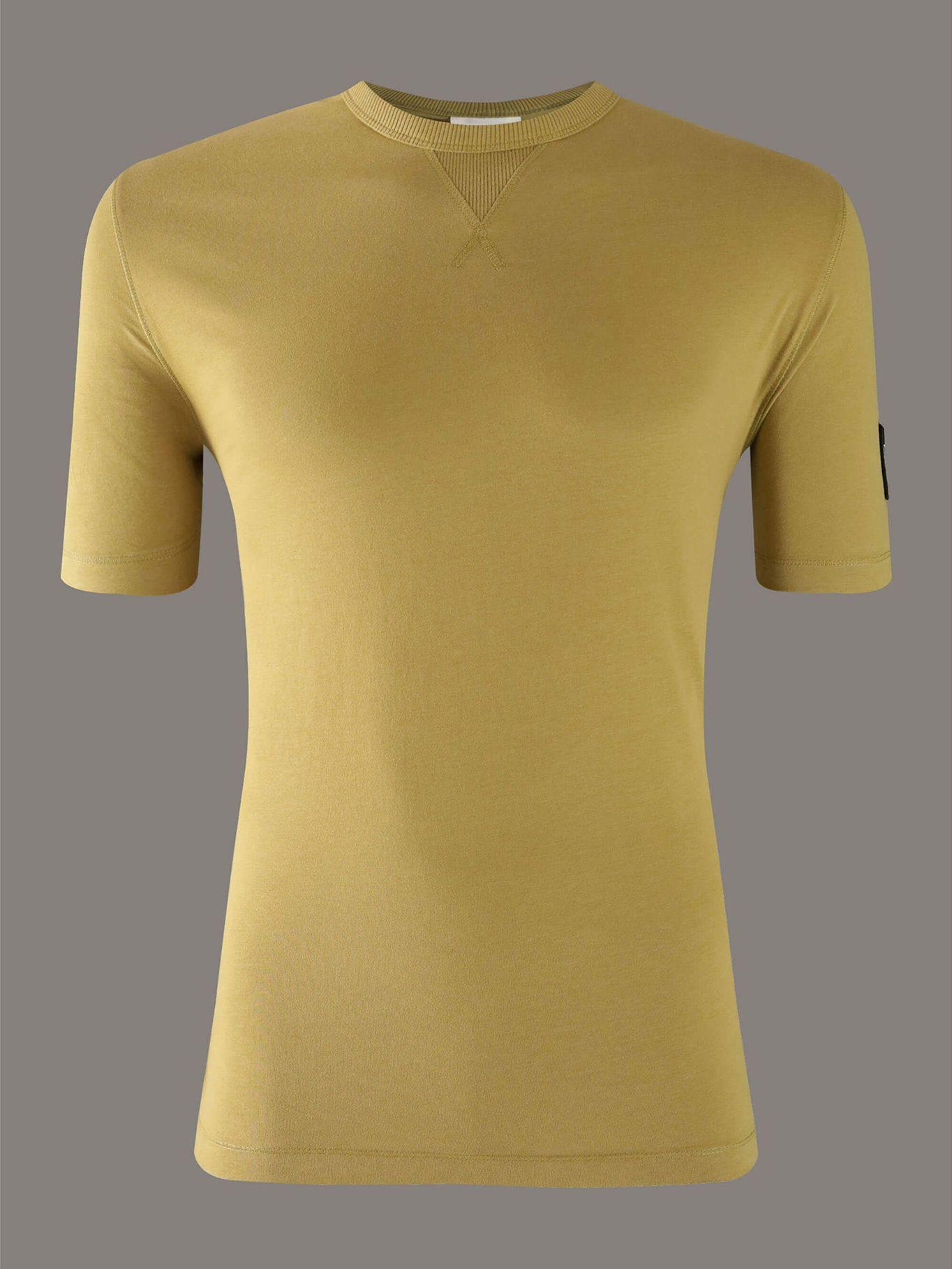 Polera de algodón insignia Verde Calvin Klein-4