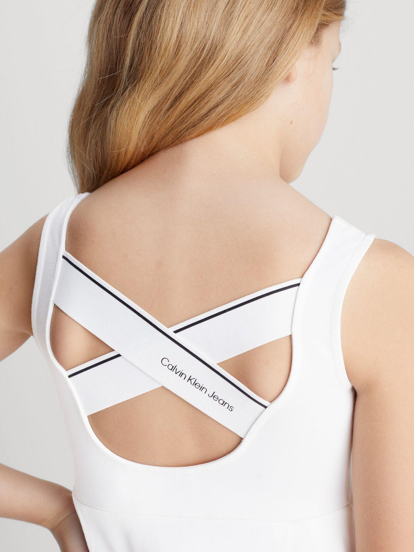Vestido Niña Back Logo Tape Blanco Calvin Klein-3