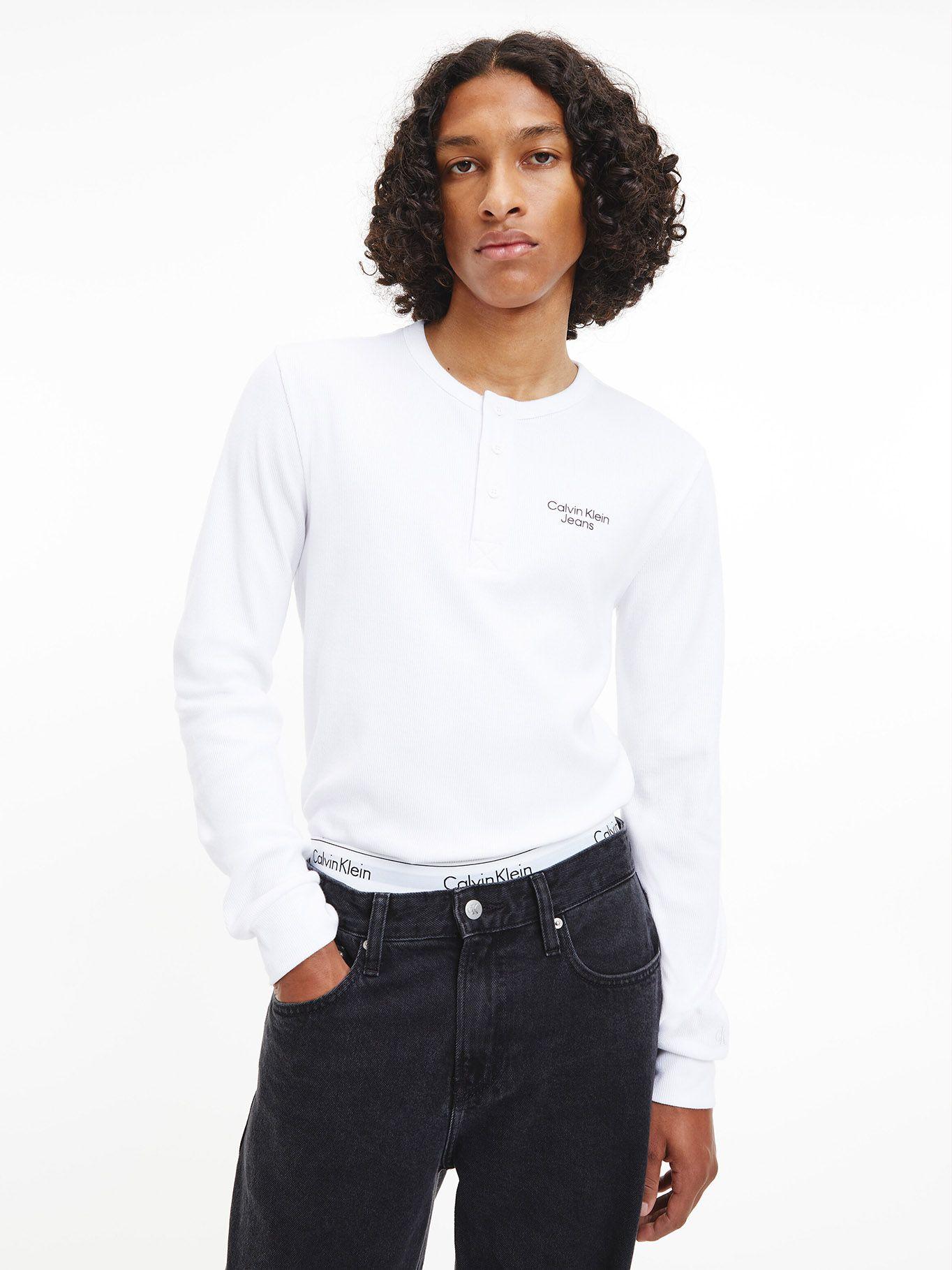 Polera Ls Stacked Logo Blanco YAF Calvin Klein-0