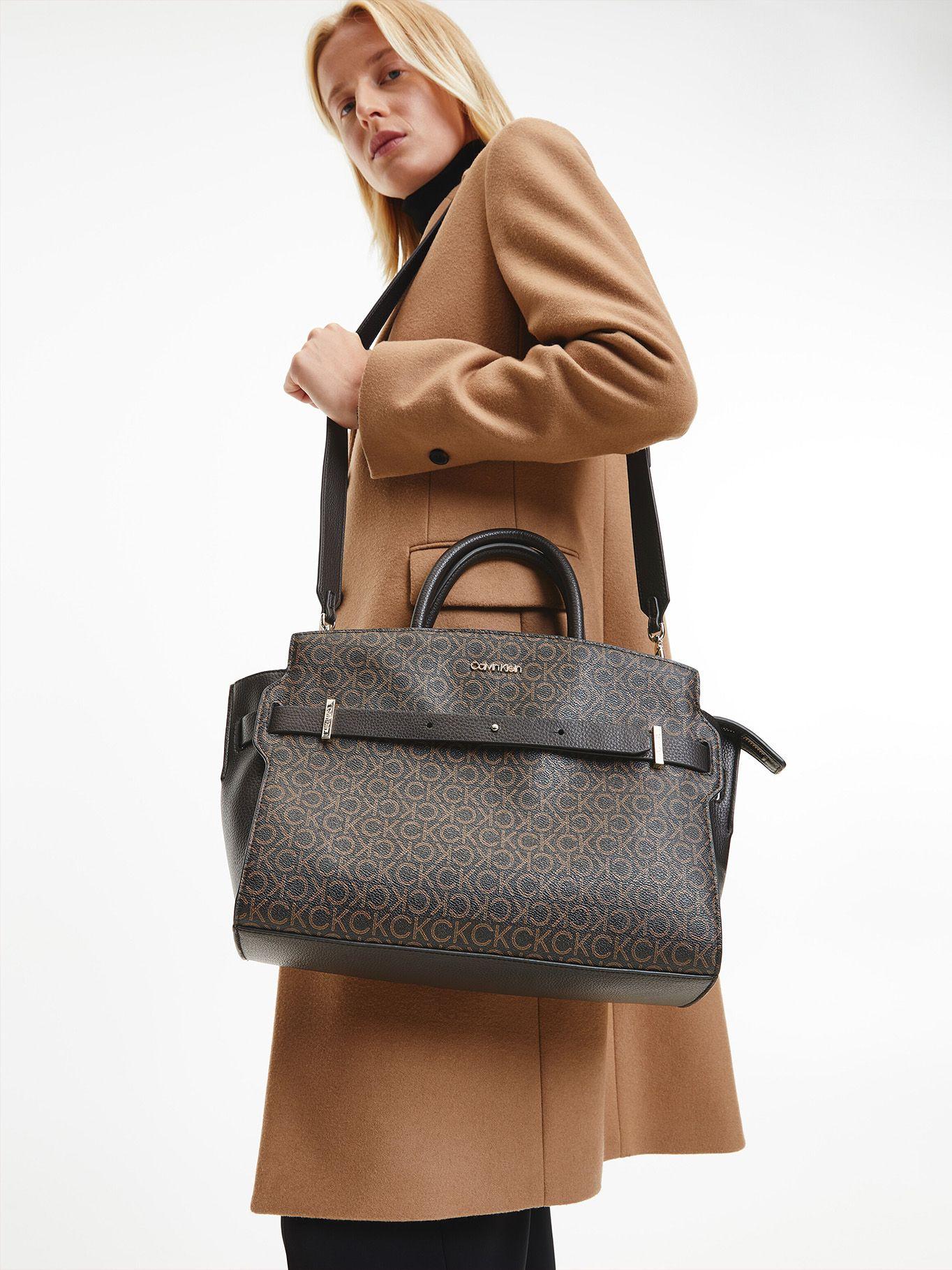 Cartera Ck Code Tote Md Mono Café Calvin Klein-3
