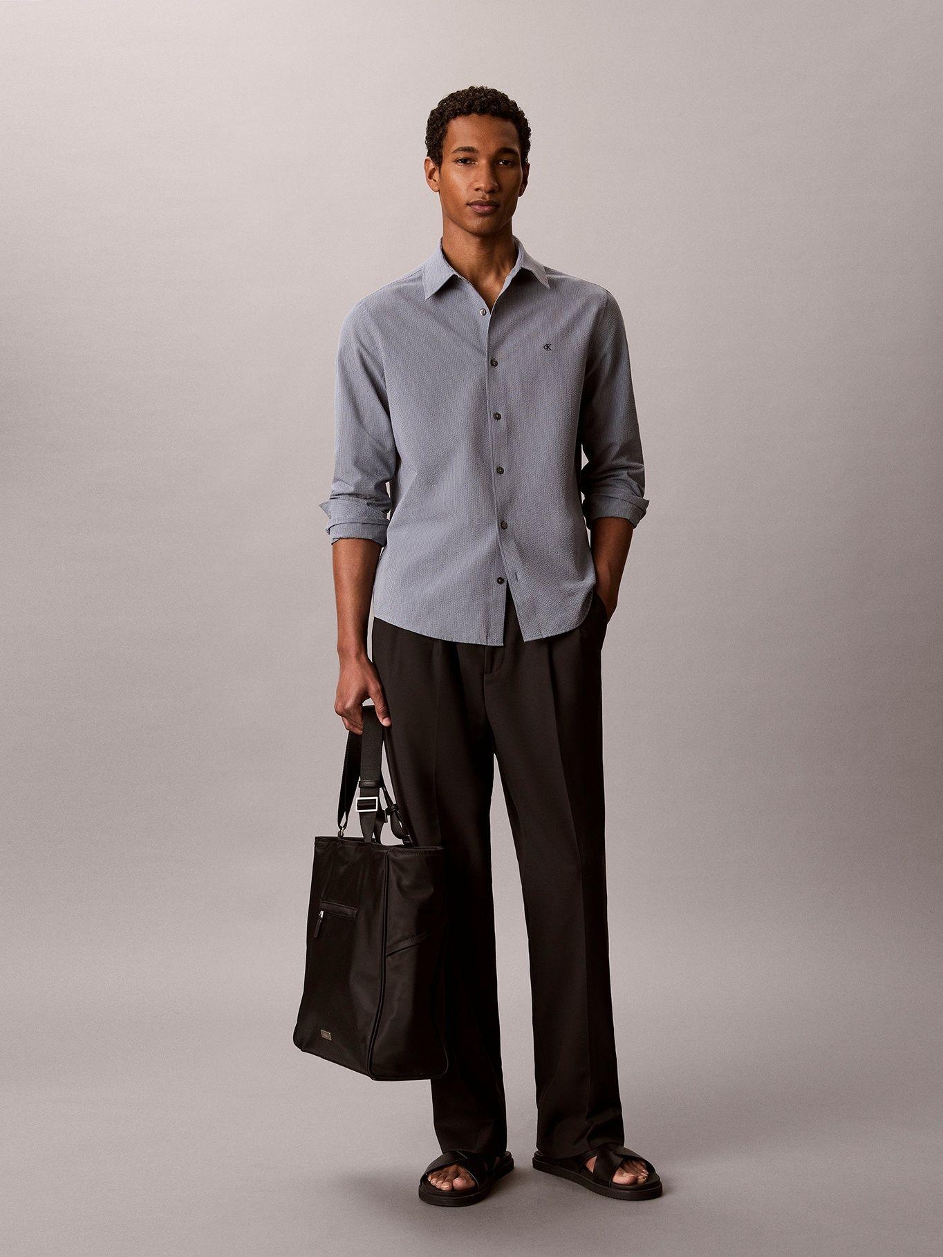 Camisa Manga Larga y Rayas Gris Calvin Klein-1