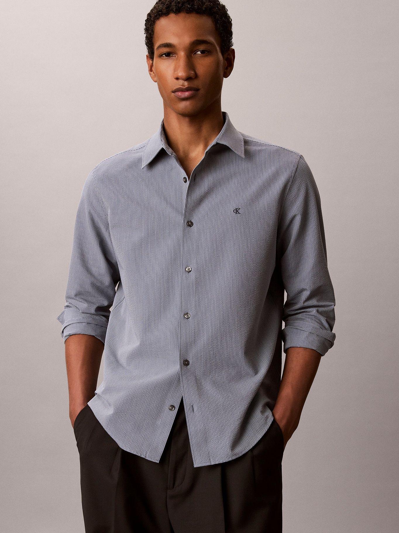 Camisa Manga Larga y Rayas Gris Calvin Klein-3