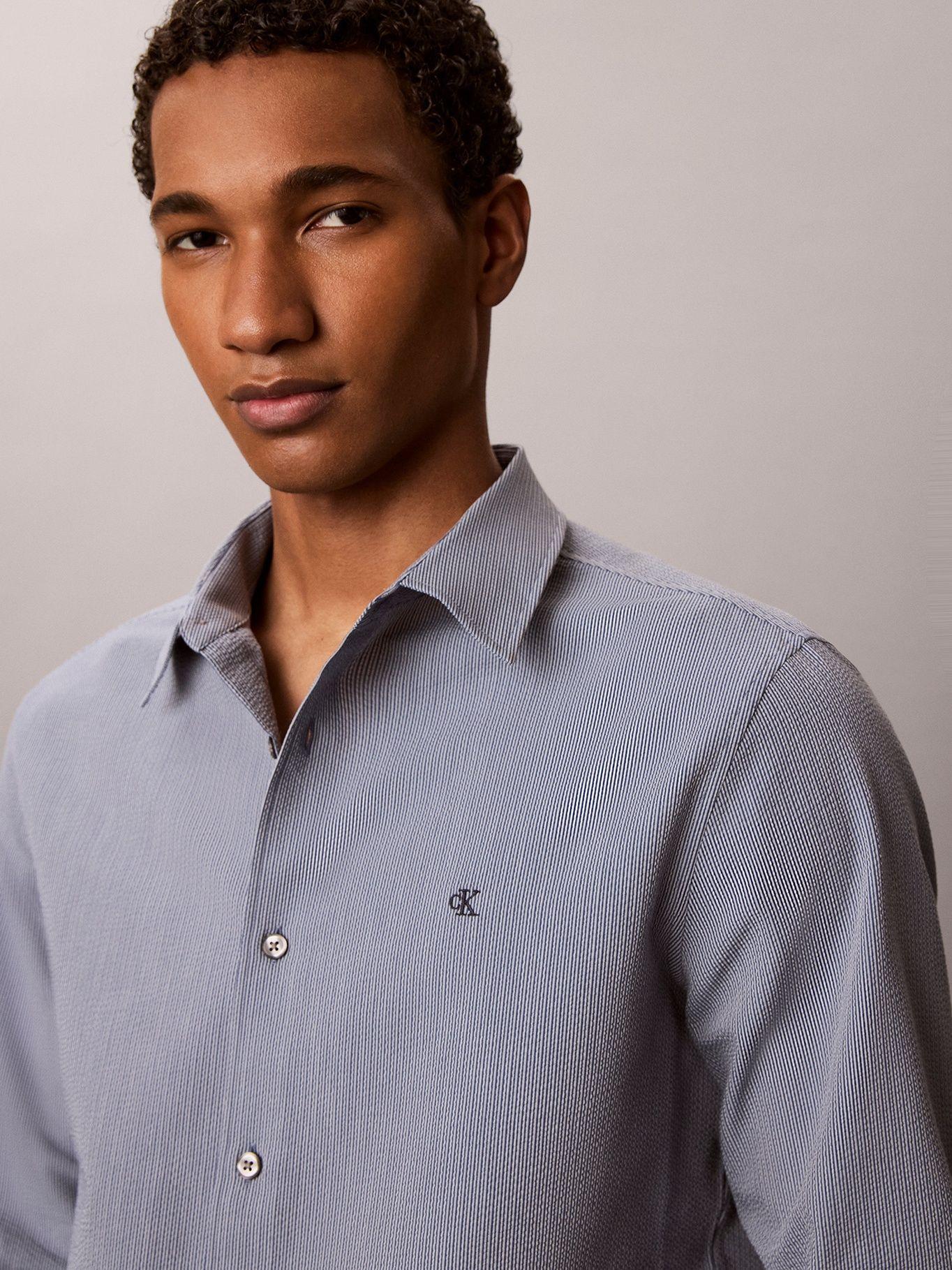 Camisa Manga Larga y Rayas Gris Calvin Klein-4