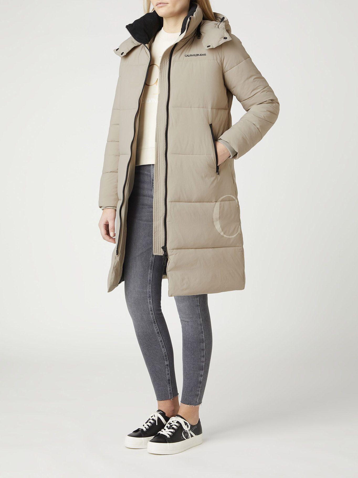 Parka Larga Ck Side Beige Calvin Klein-0
