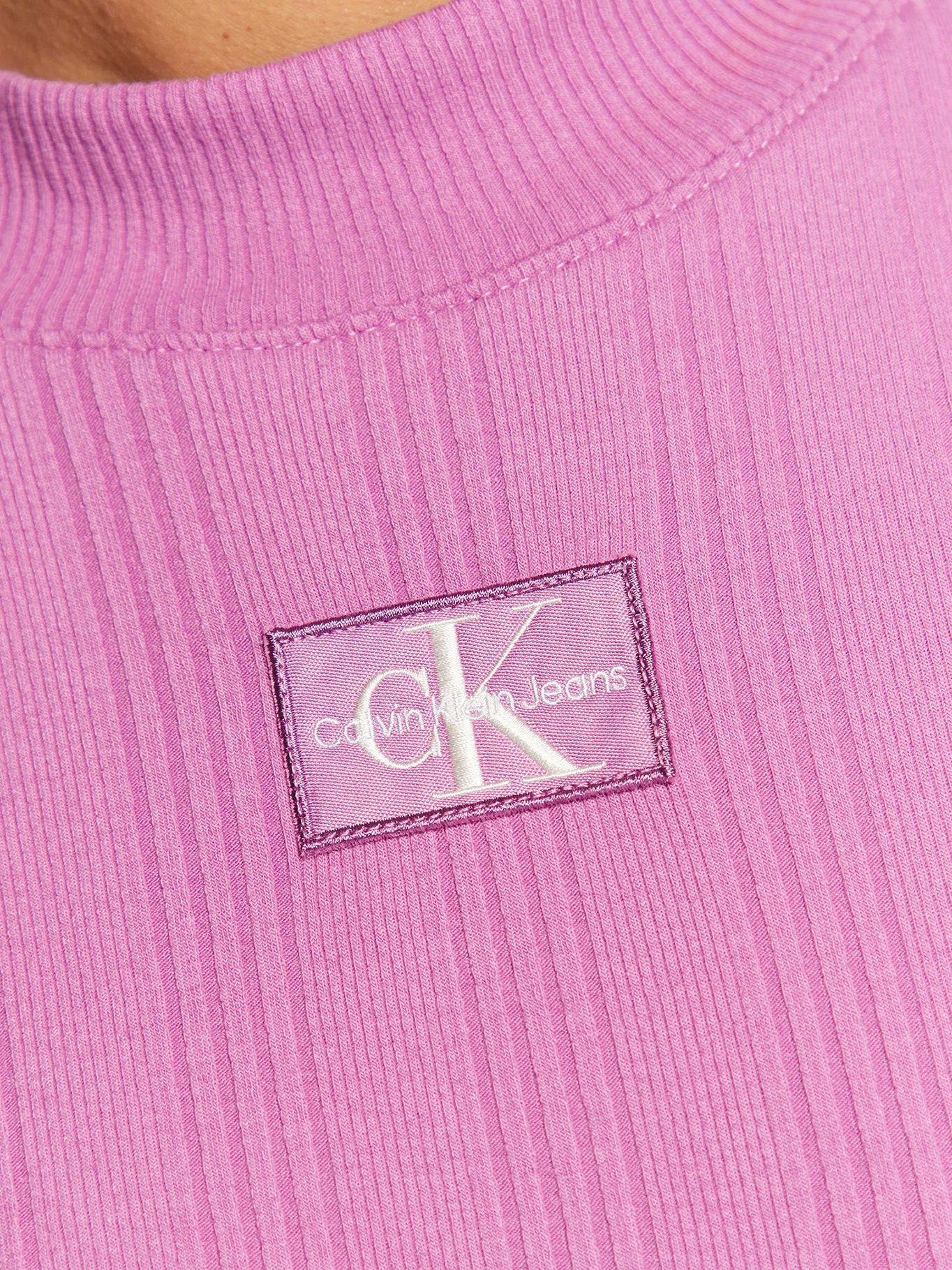 Top De Manga Corta Slim De Canalé Violeta Calvin Klein-4